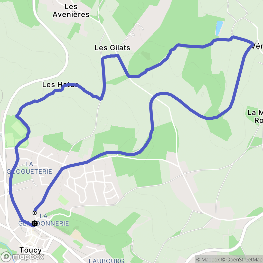 Toucy : carte du parcours de randonnée - France