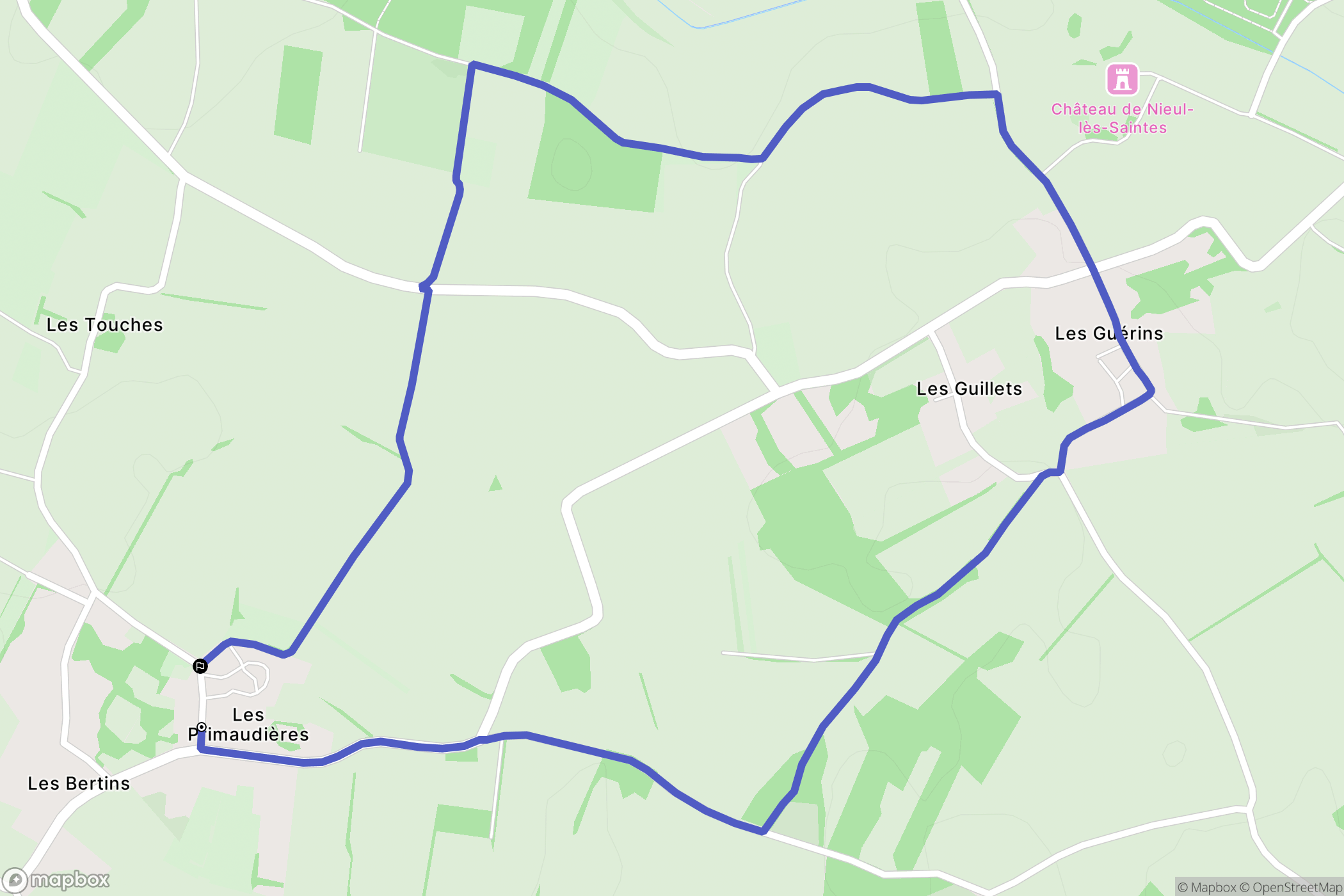 Nieul-lès-Saintes : carte du parcours de randonnée - France