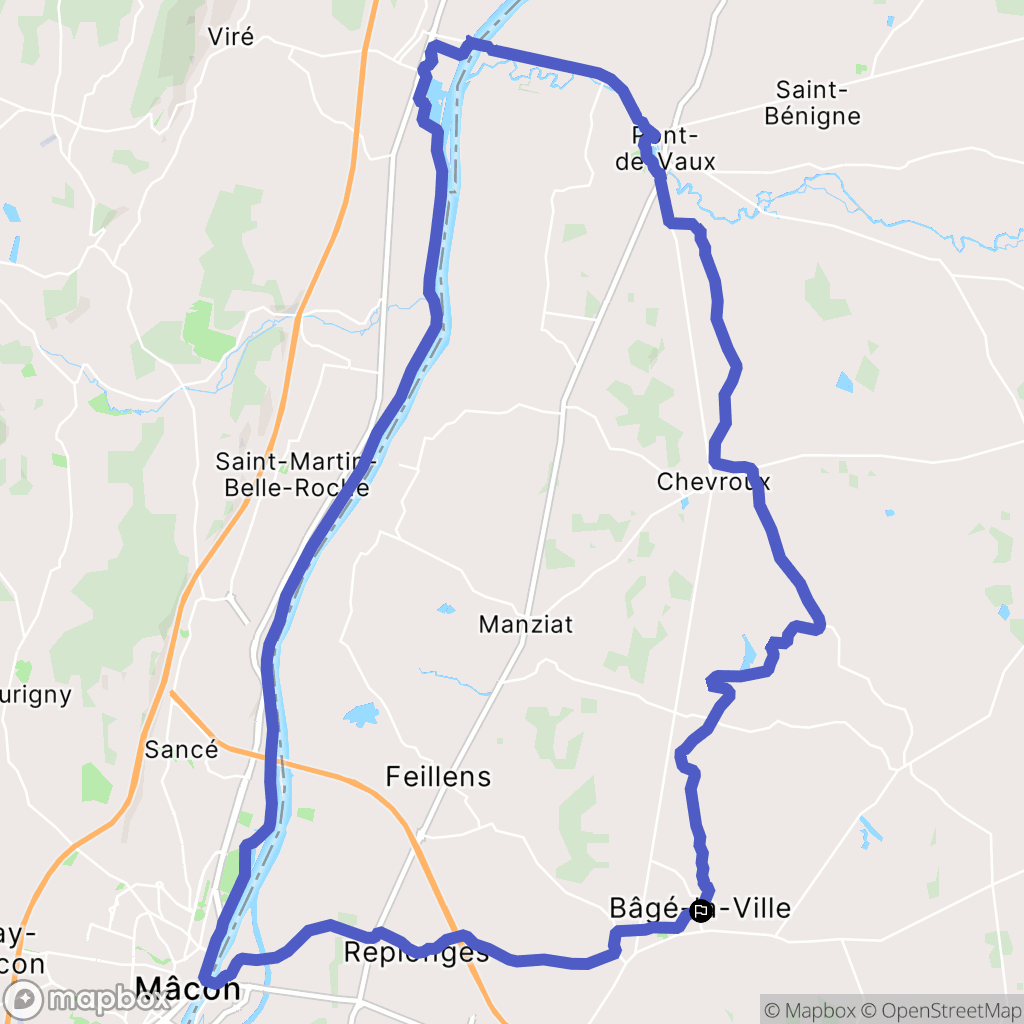 Bâgé-Dommartin : carte du parcours de randonnée - France