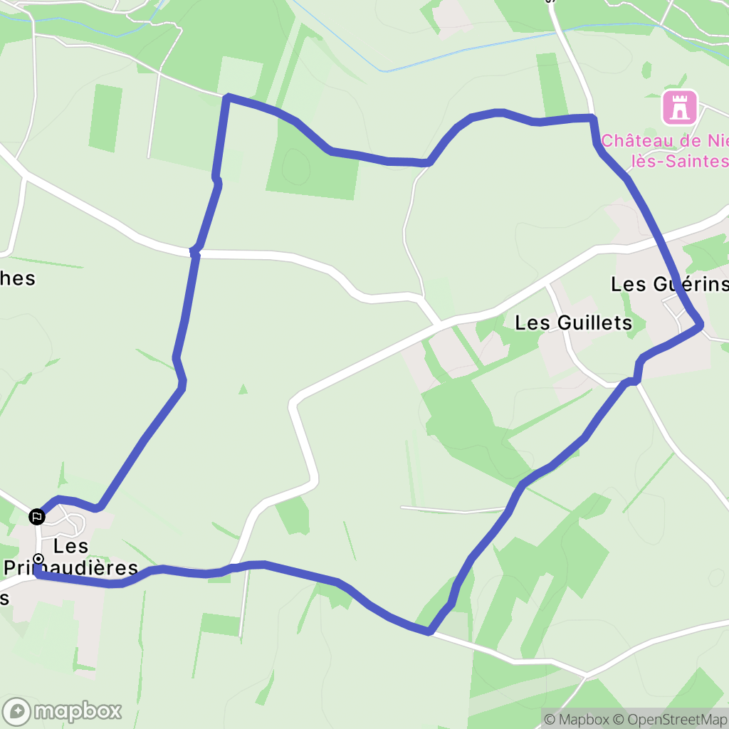 Nieul-lès-Saintes : carte du parcours de randonnée - France