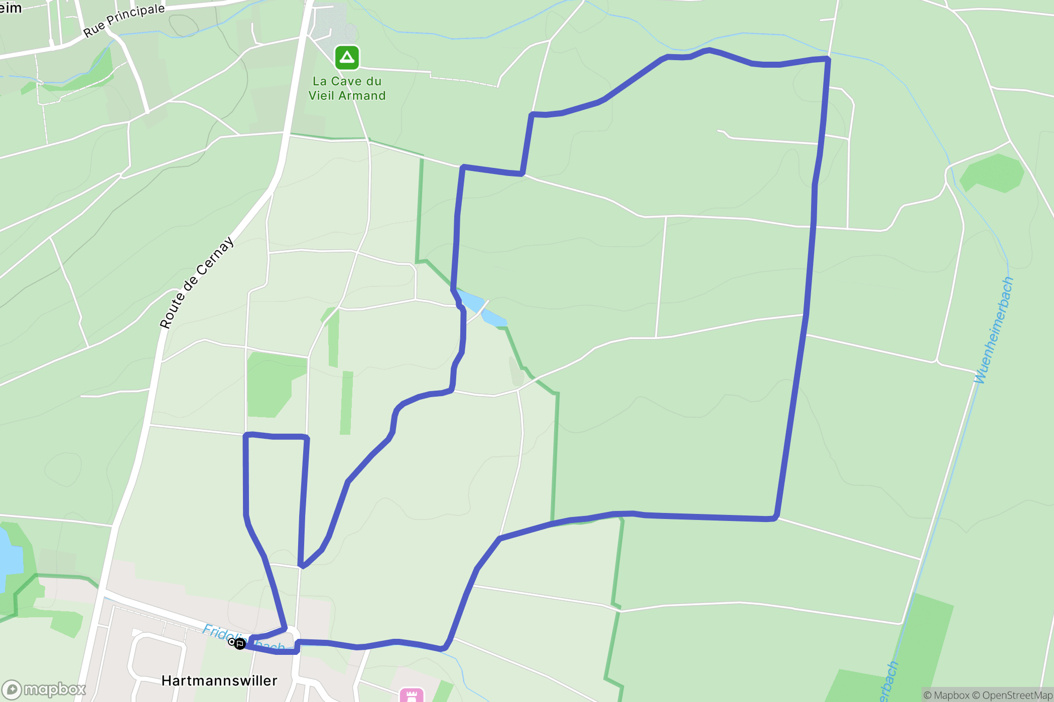 Hartmannswiller : carte du parcours de randonnée - France