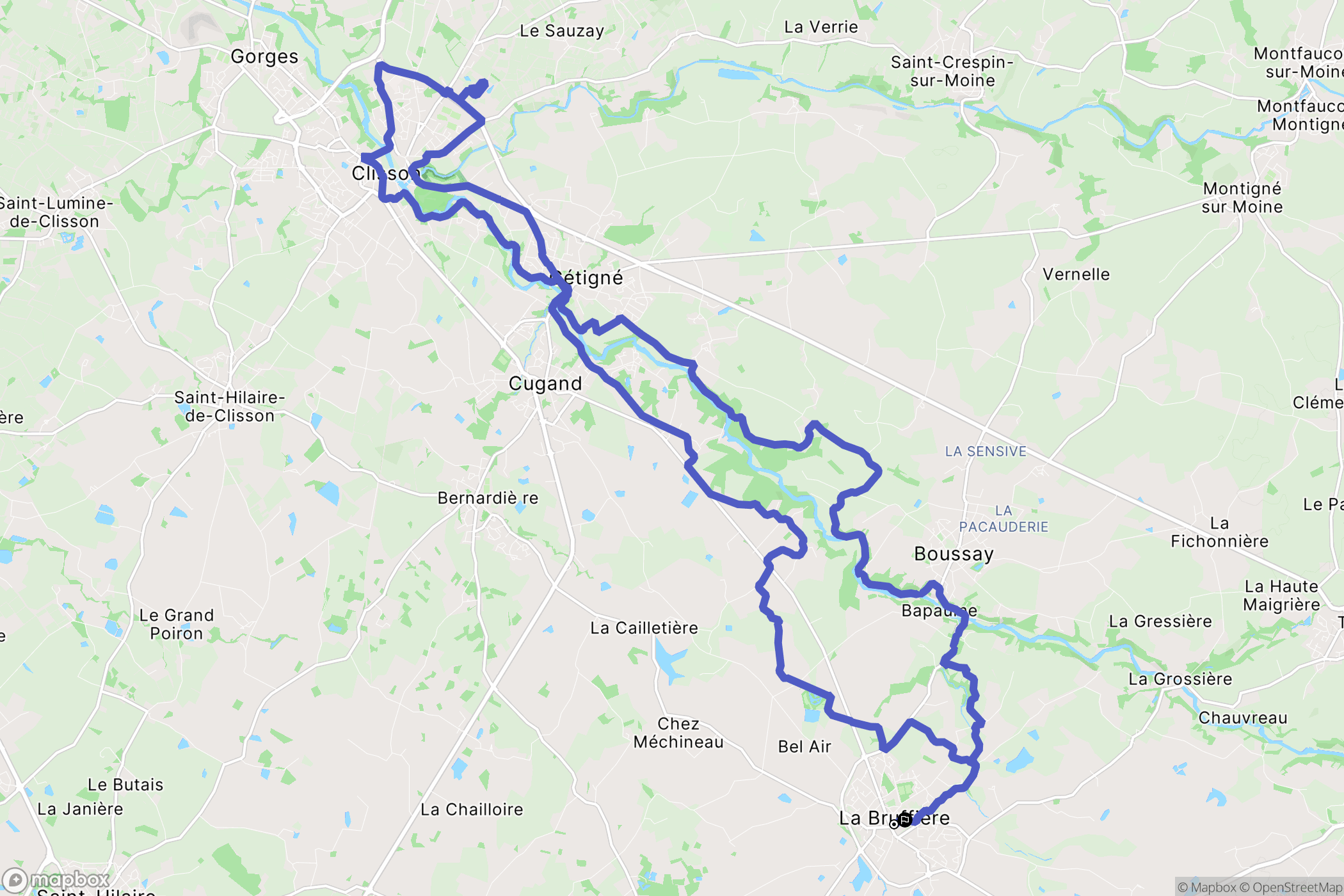La Bruffière : carte du parcours de randonnée - France