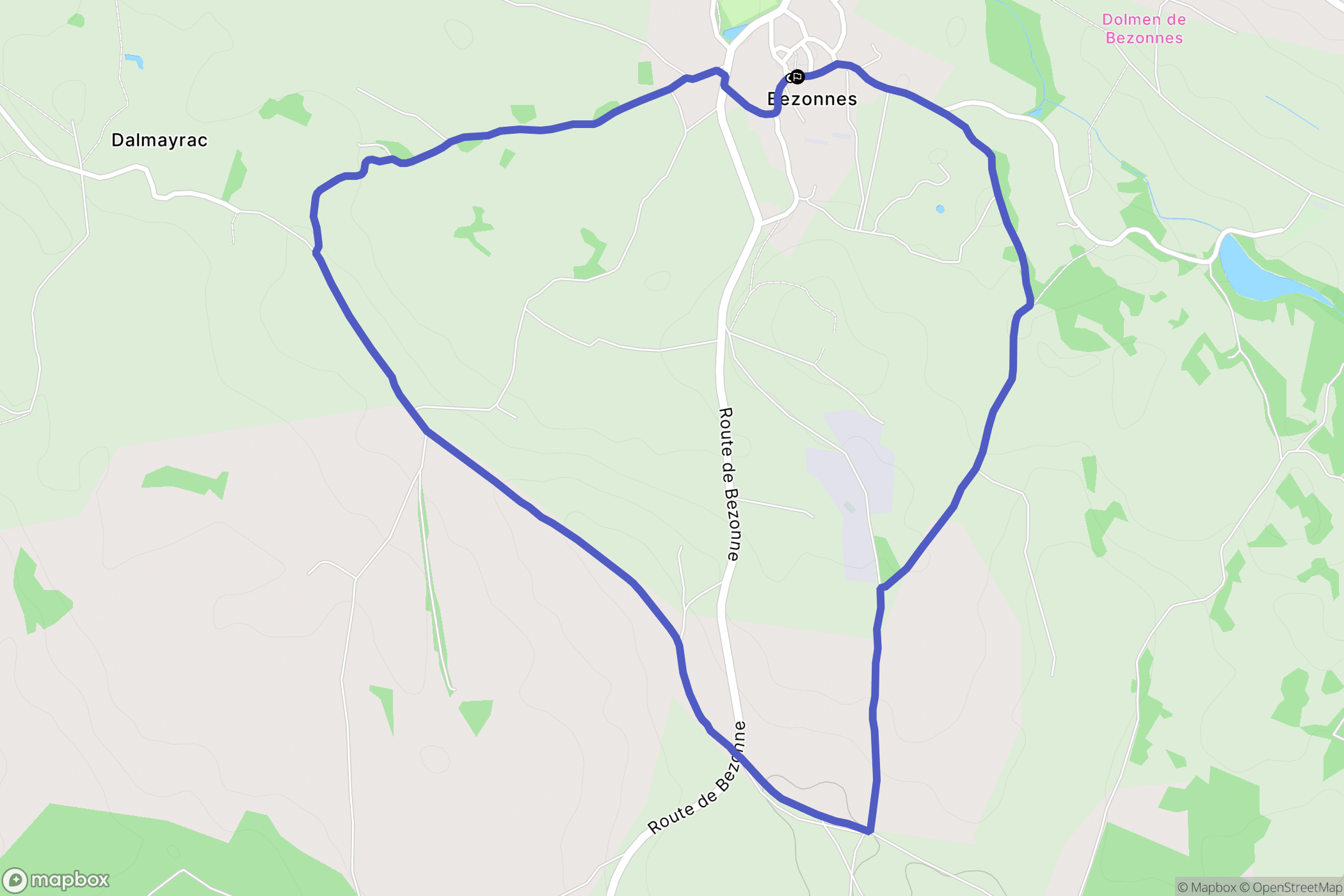 Rodelle : carte du parcours de randonnée - France
