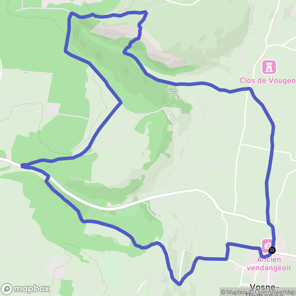 Vosne-Romanée : carte du parcours de randonnée - France