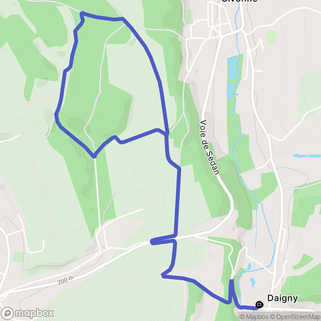 Daigny : carte du parcours de randonnée - France
