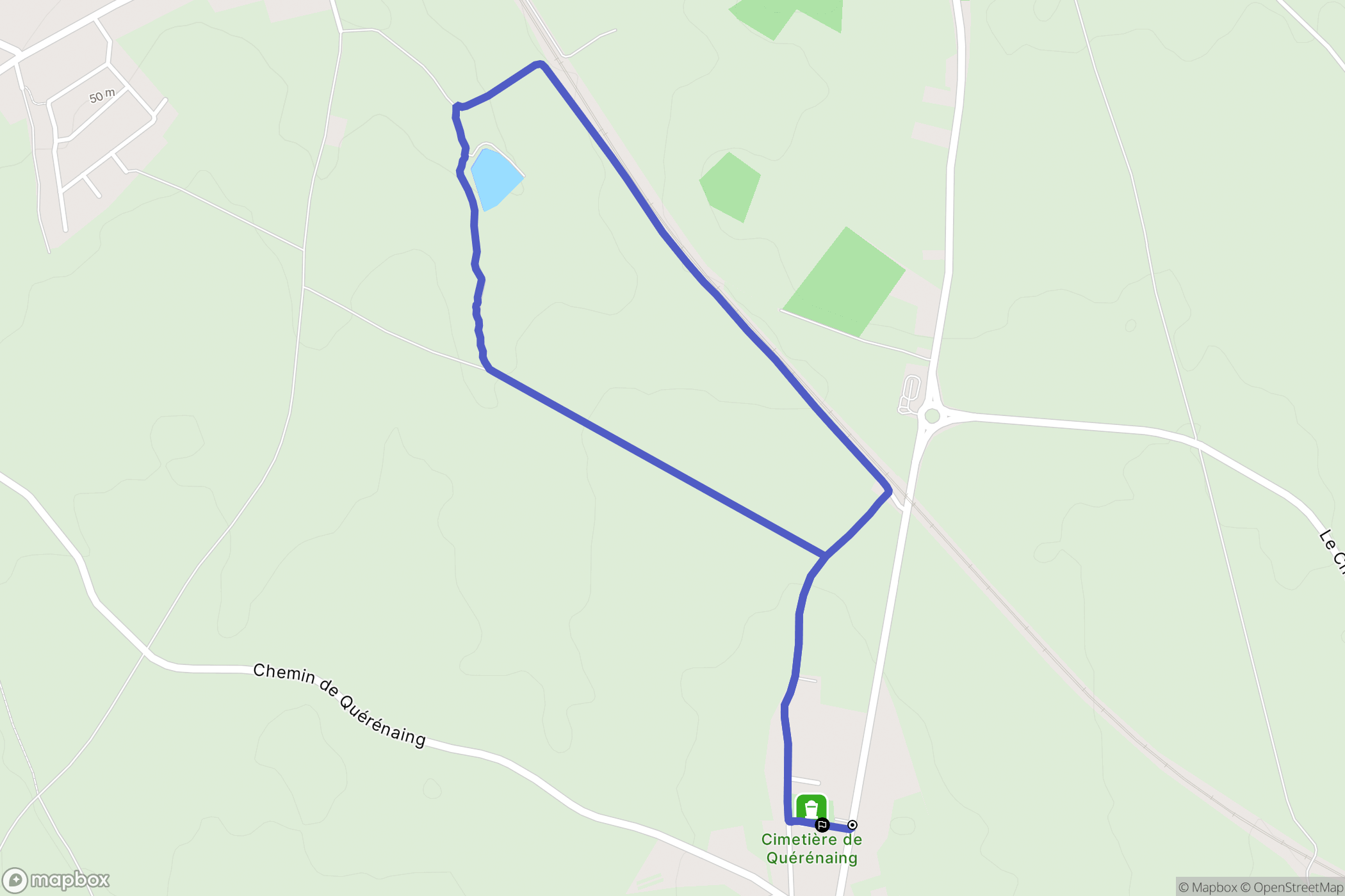 Quérénaing : carte du parcours de randonnée - France