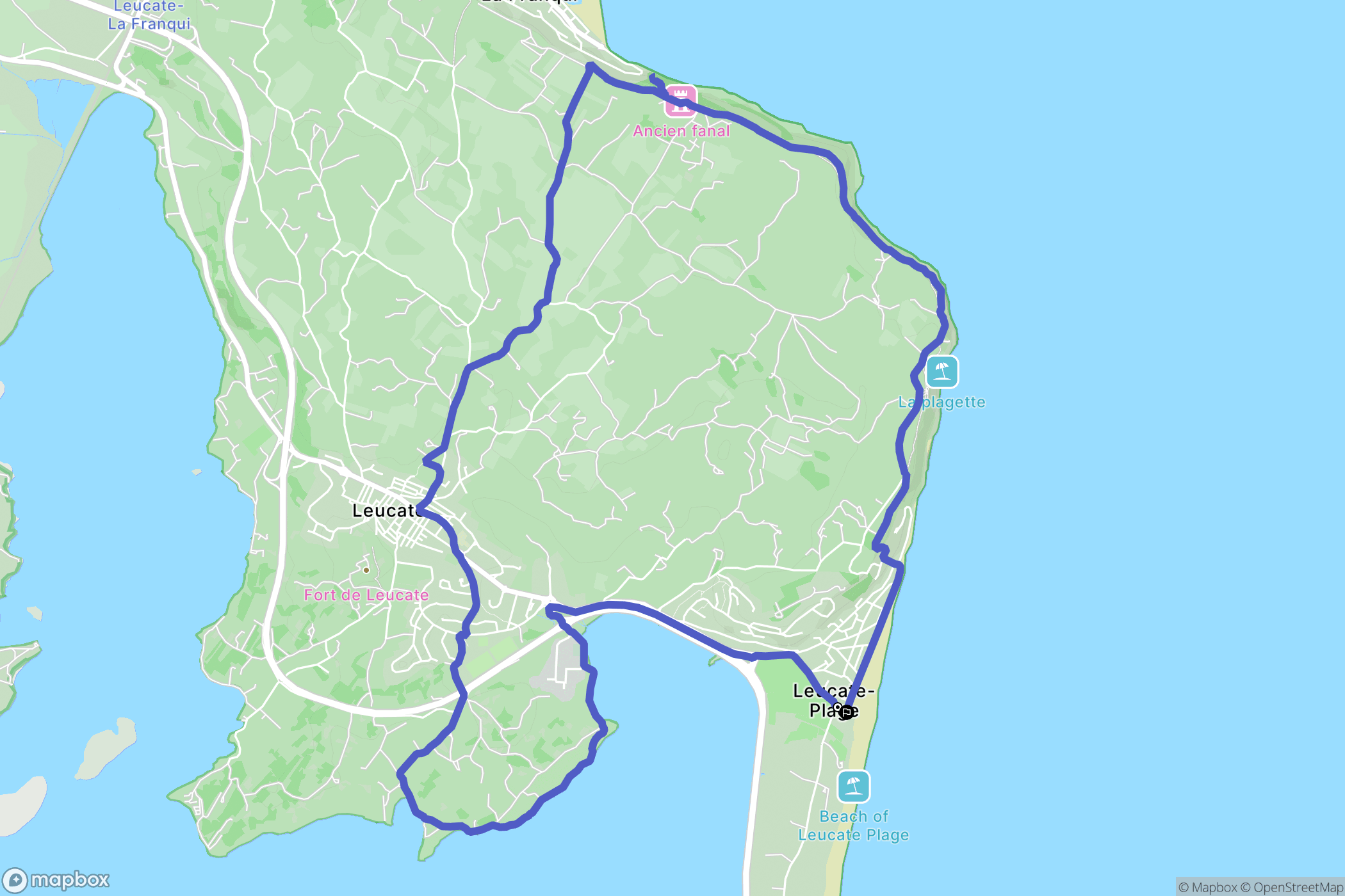 Leucate : carte du parcours de randonnée - France