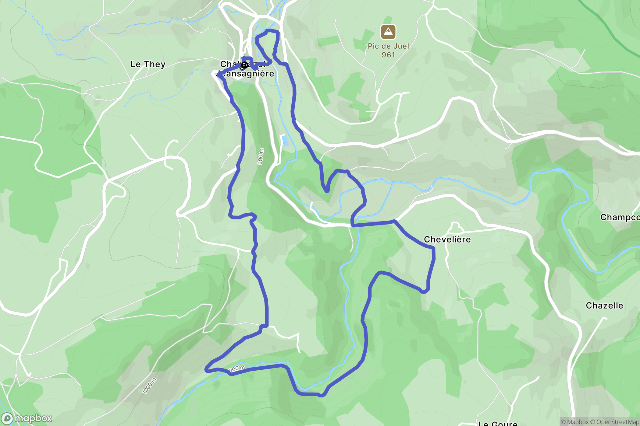 Chalmazel-Jeansagnière : carte du parcours de randonnée - France