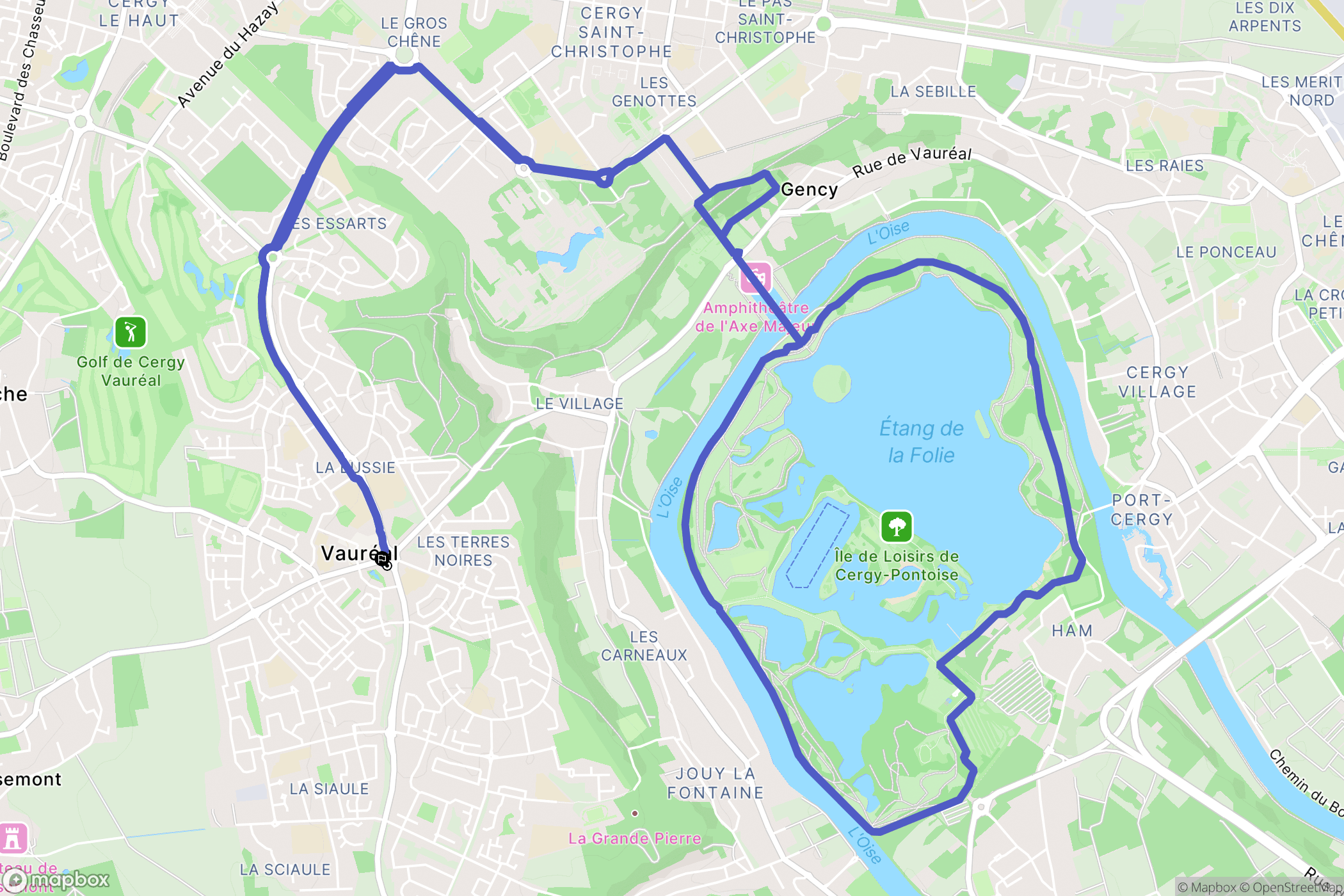 Vauréal : carte du parcours de randonnée - France