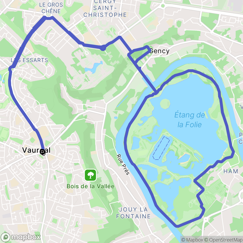 Vauréal : carte du parcours de randonnée - France