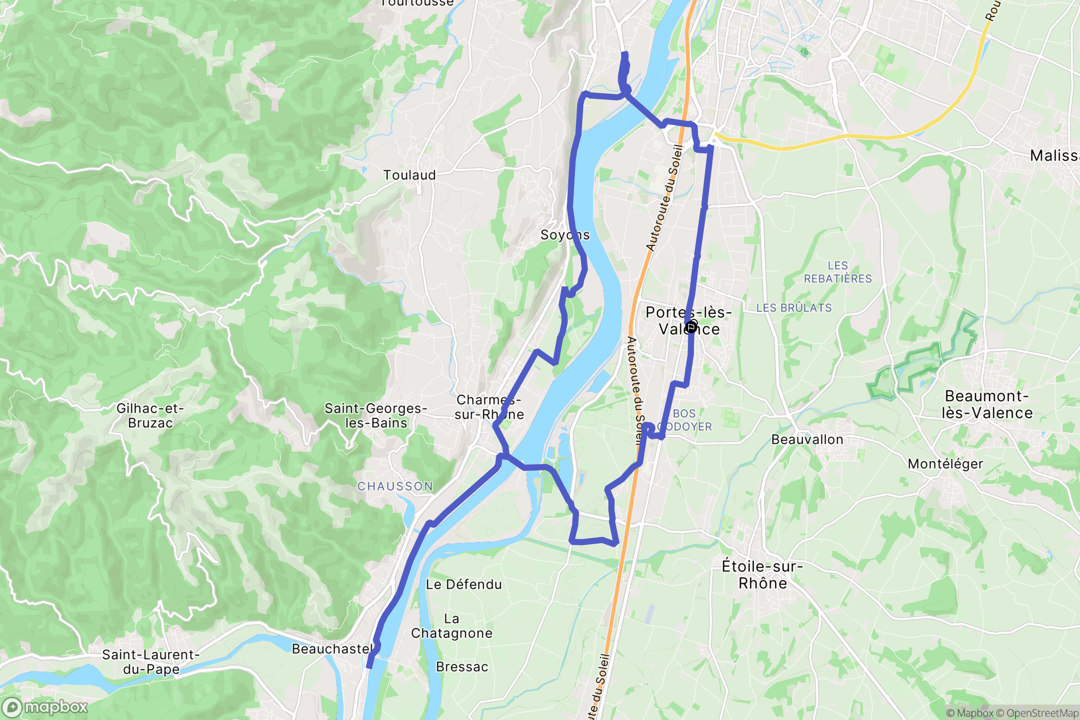 Portes-lès-Valence : carte du parcours de randonnée - France