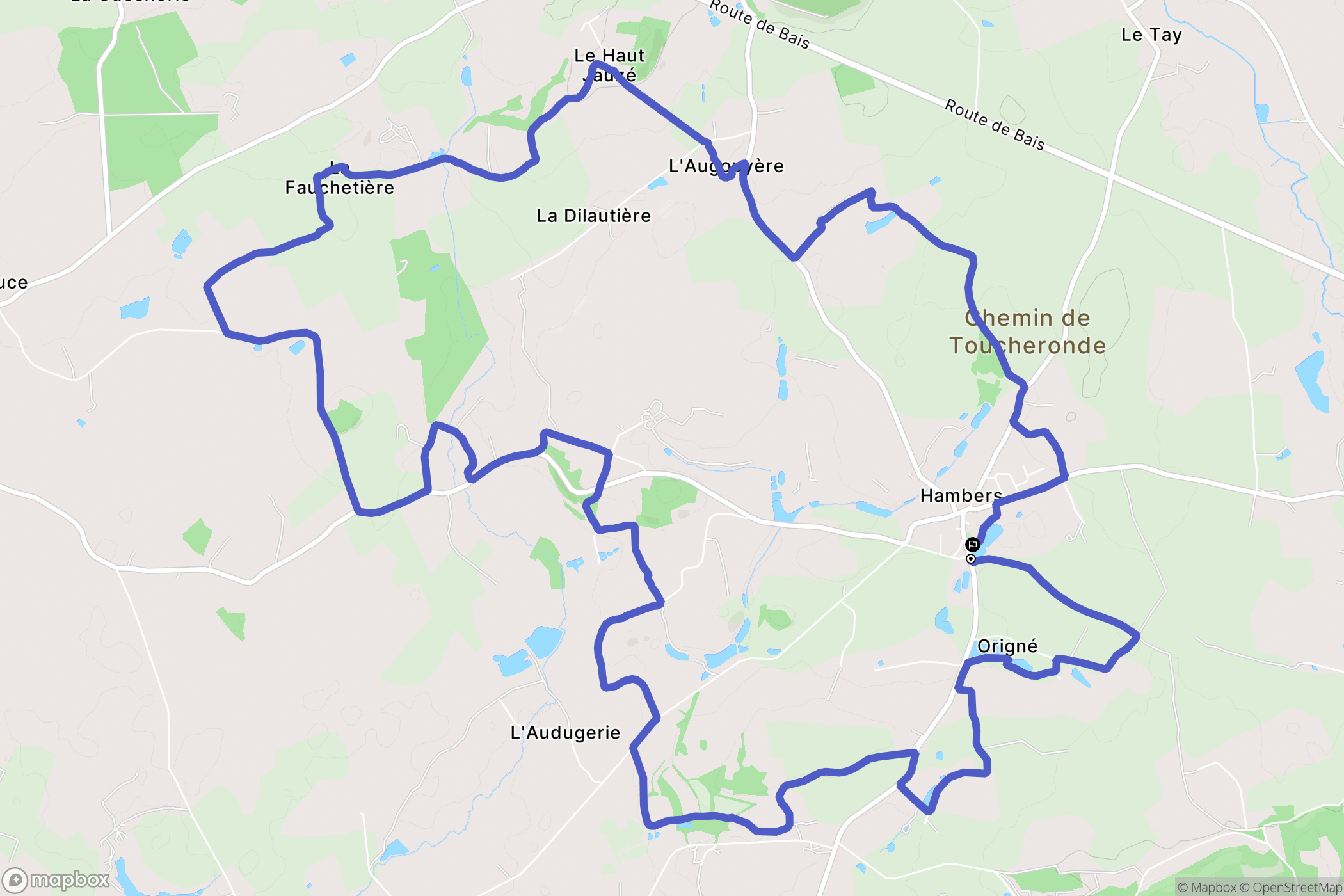 Hambers : carte du parcours de randonnée - France