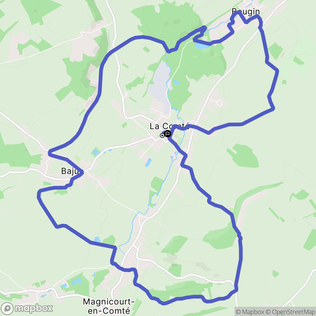 La Comté : carte du parcours de randonnée - France
