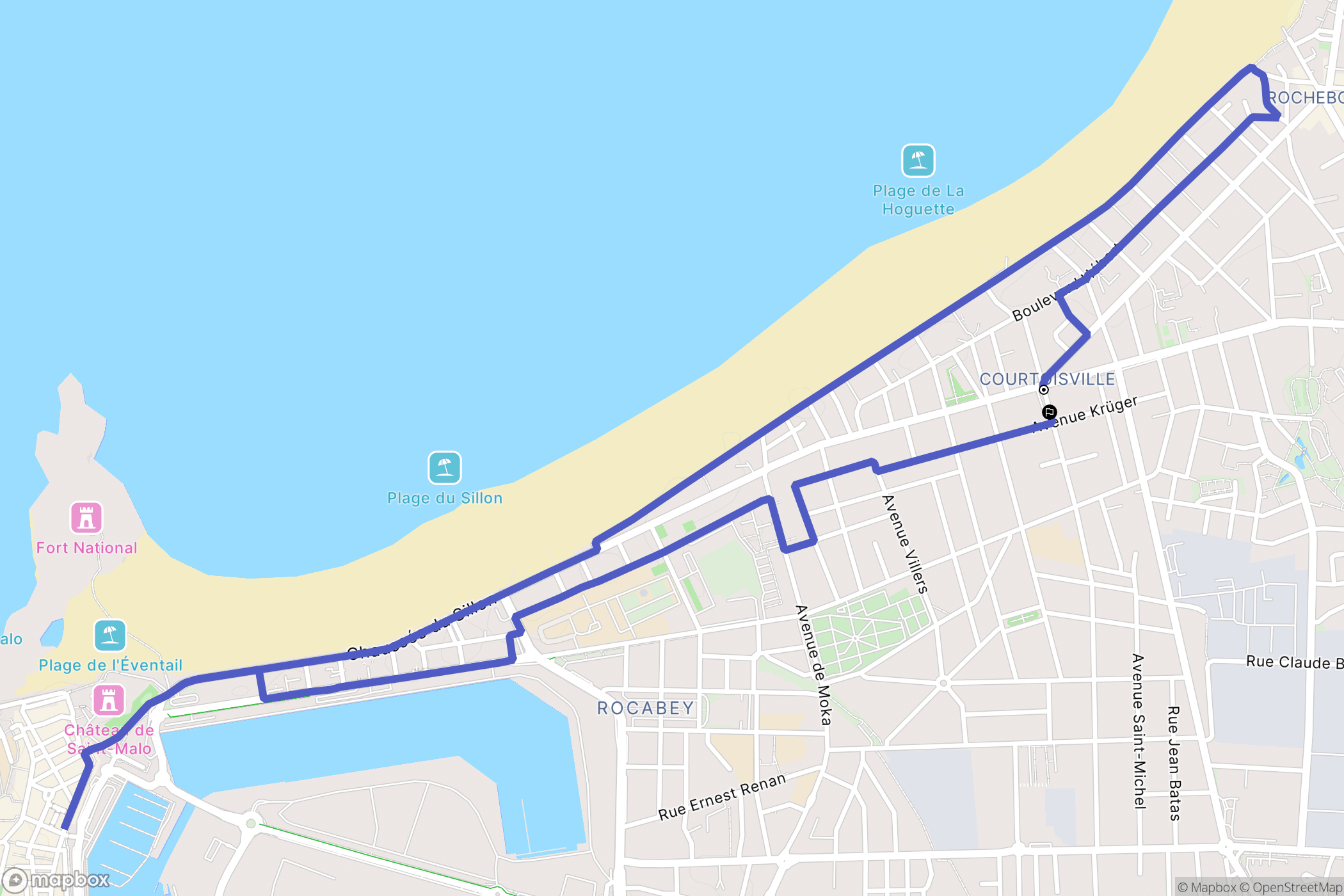 Saint-Malo : carte du parcours de randonnée - France