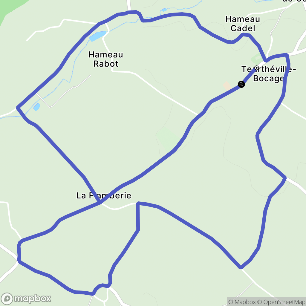 Teurthéville-Bocage : carte du parcours de randonnée - France
