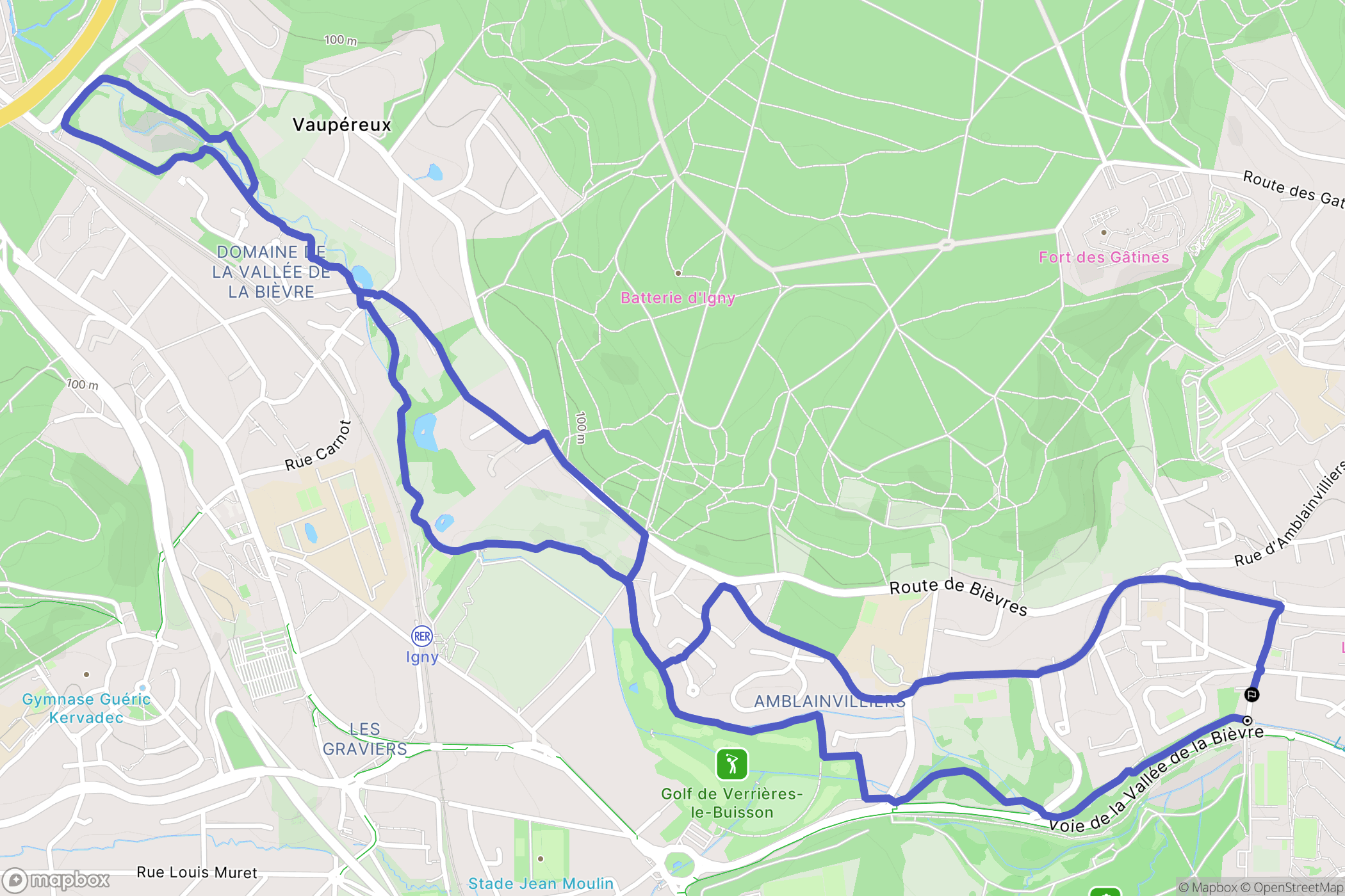 Verrières-le-Buisson : carte du parcours de randonnée - France