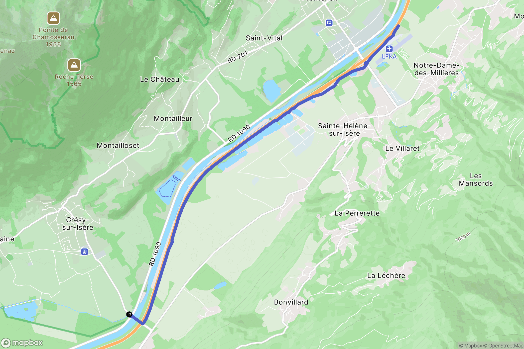 Grésy-sur-Isère : carte du parcours de randonnée - France