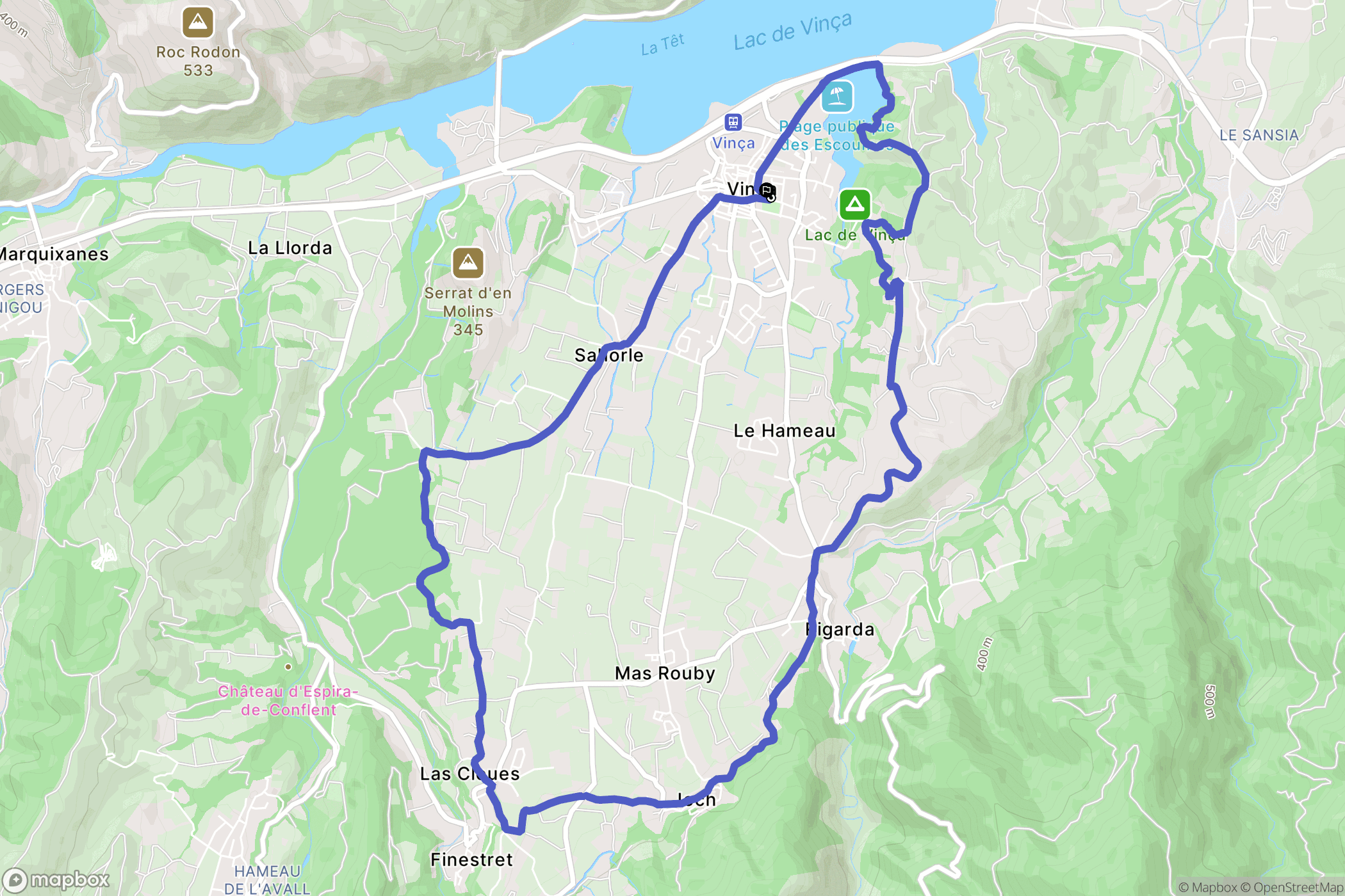 Vinça : carte du parcours de randonnée - France