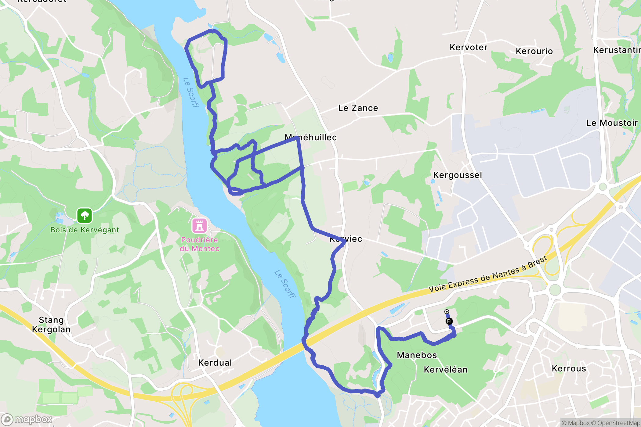 Lanester : carte du parcours de randonnée - France