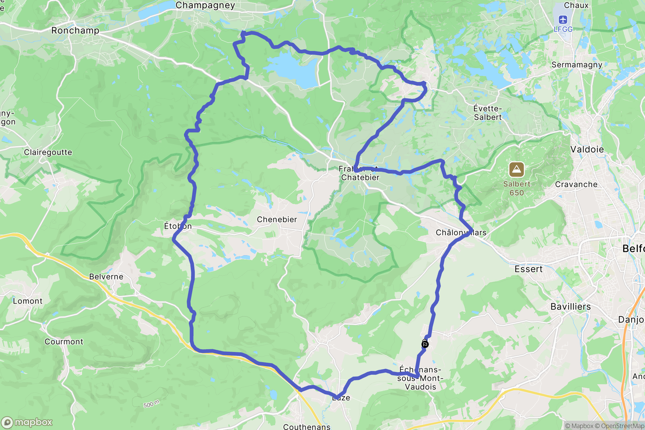 Mandrevillars : carte du parcours de randonnée - France