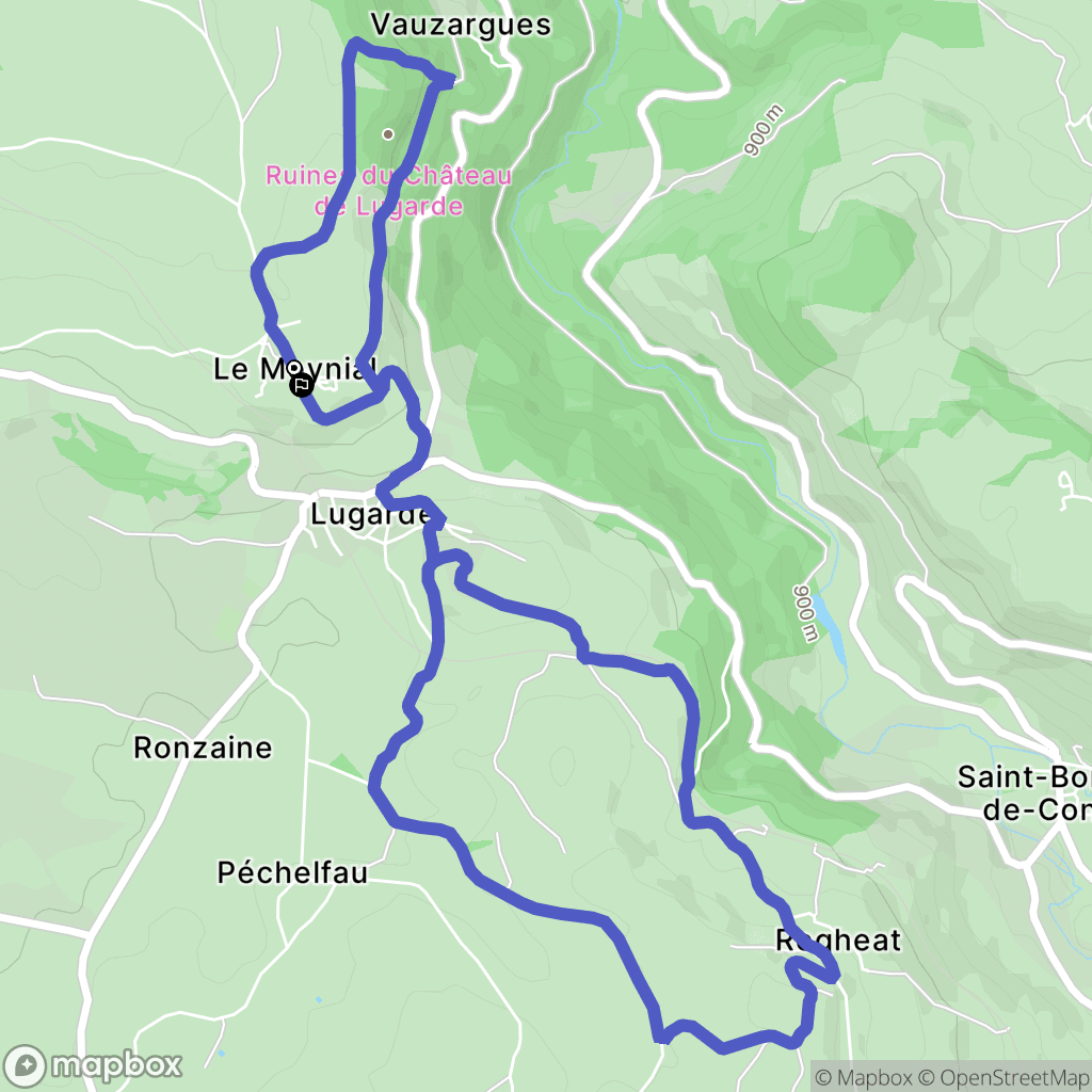 Lugarde : carte du parcours de randonnée - France