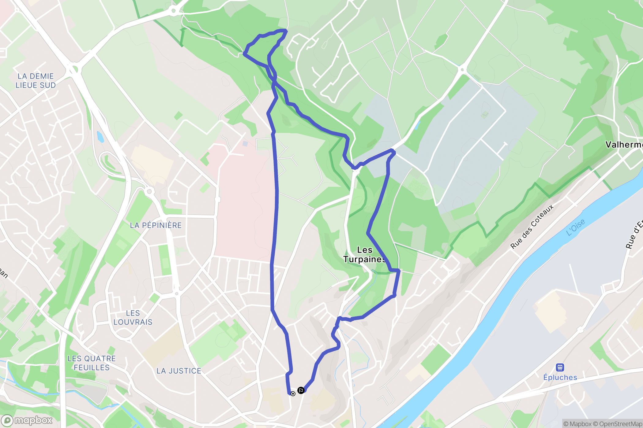 Pontoise : carte du parcours de randonnée - France