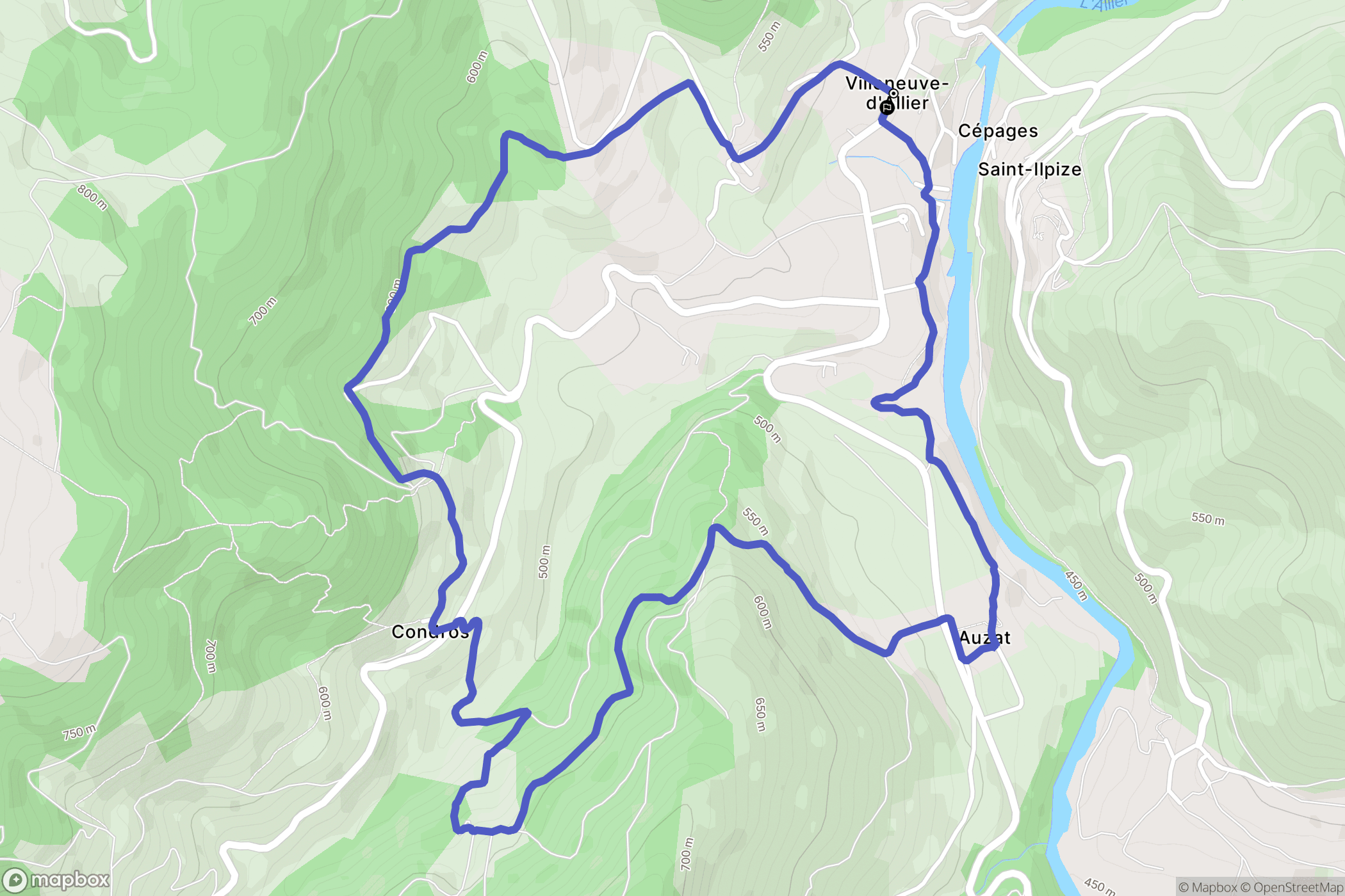 Villeneuve-d'Allier : carte du parcours de randonnée - France