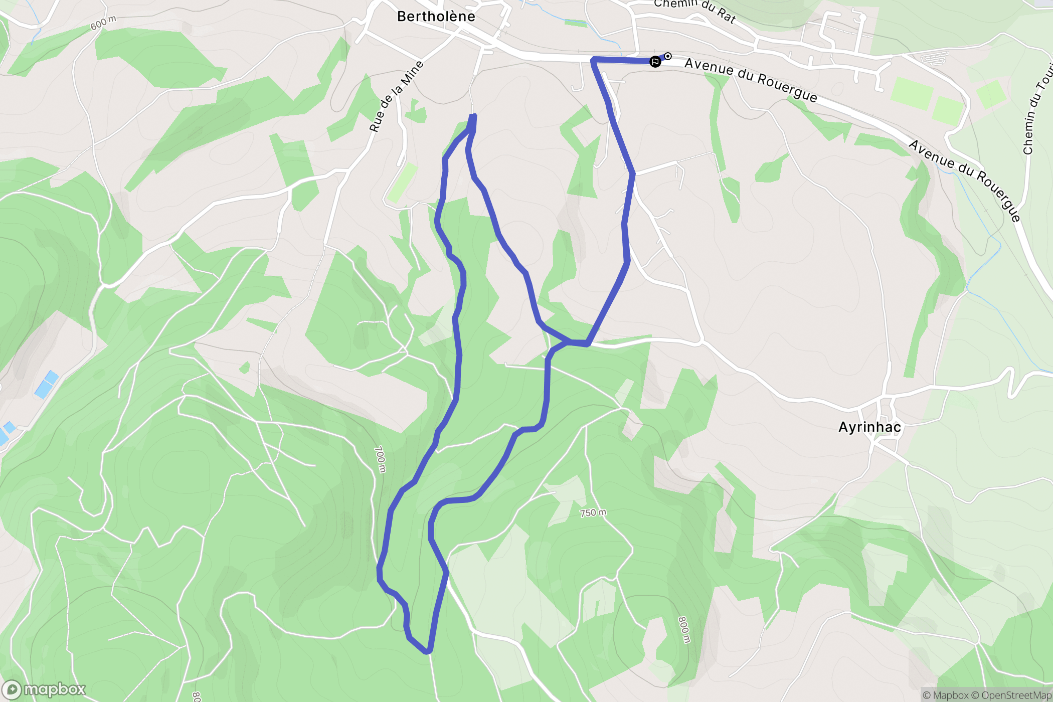 Bertholène : carte du parcours de randonnée - France