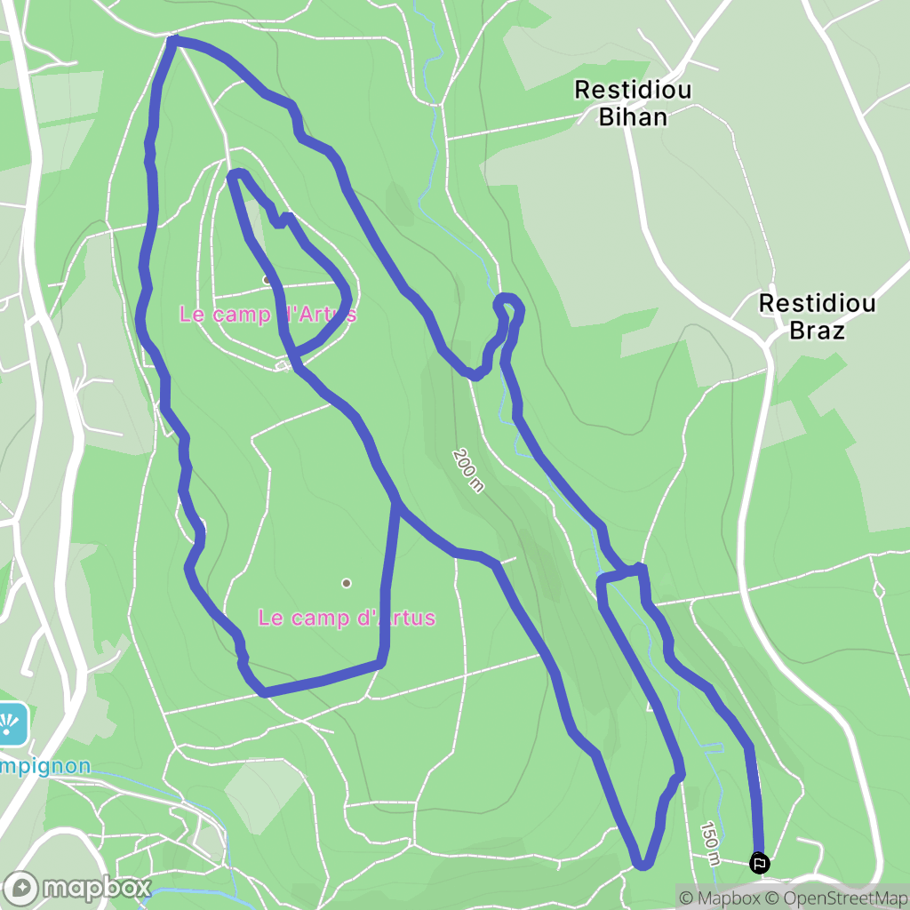 Berrien : carte du parcours de randonnée - France