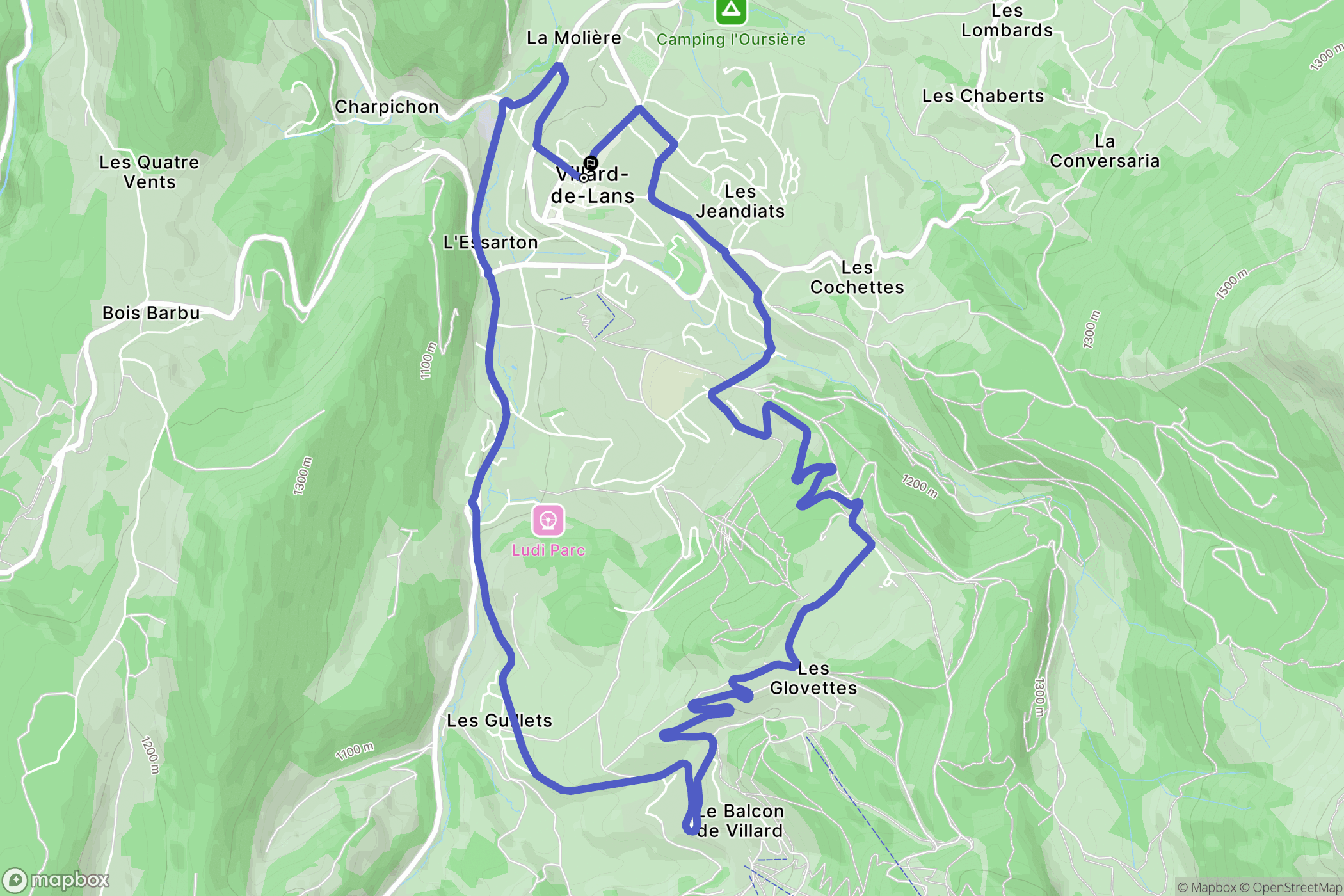 Villard-de-Lans : carte du parcours de randonnée - France