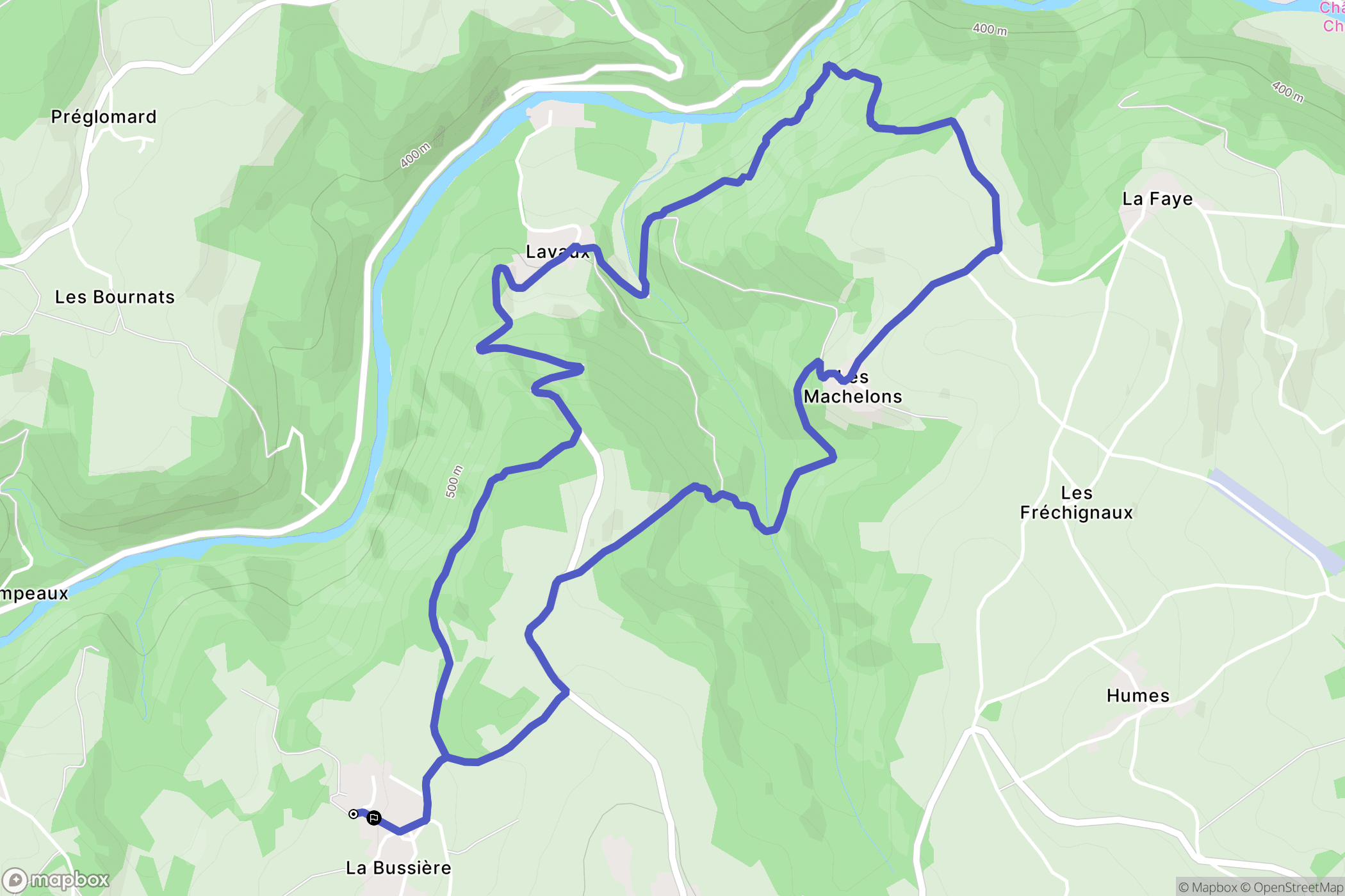 Pouzol : carte du parcours de randonnée - France