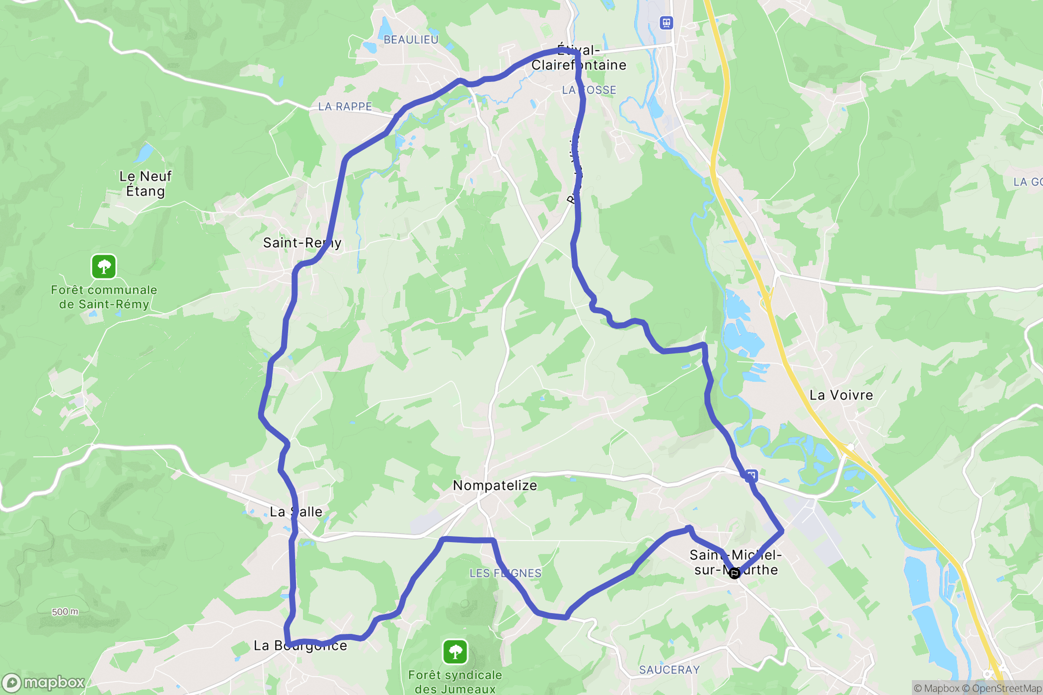 Saint-Michel-sur-Meurthe : carte du parcours de randonnée - France