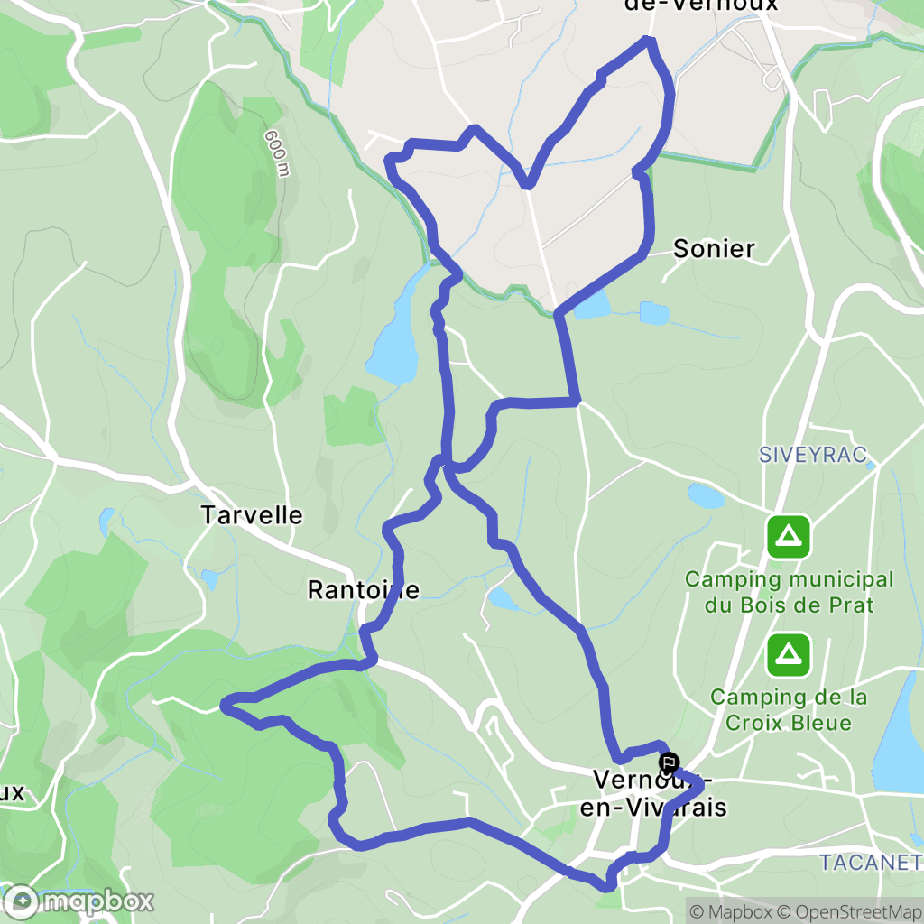 Vernoux-en-Vivarais : carte du parcours de randonnée - France