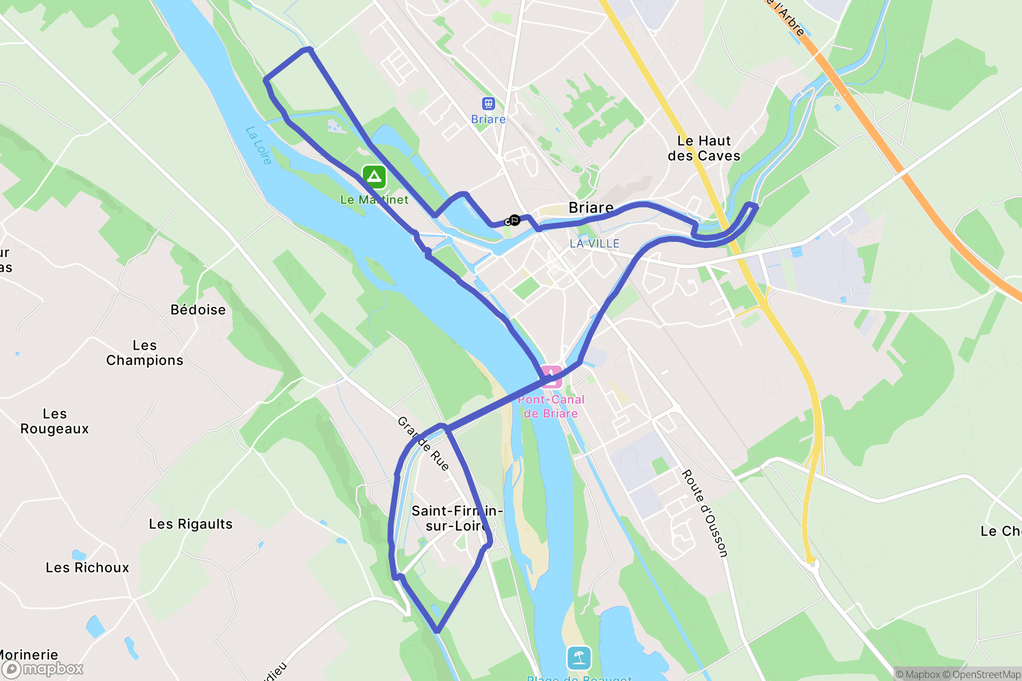 Briare : carte du parcours de randonnée - France