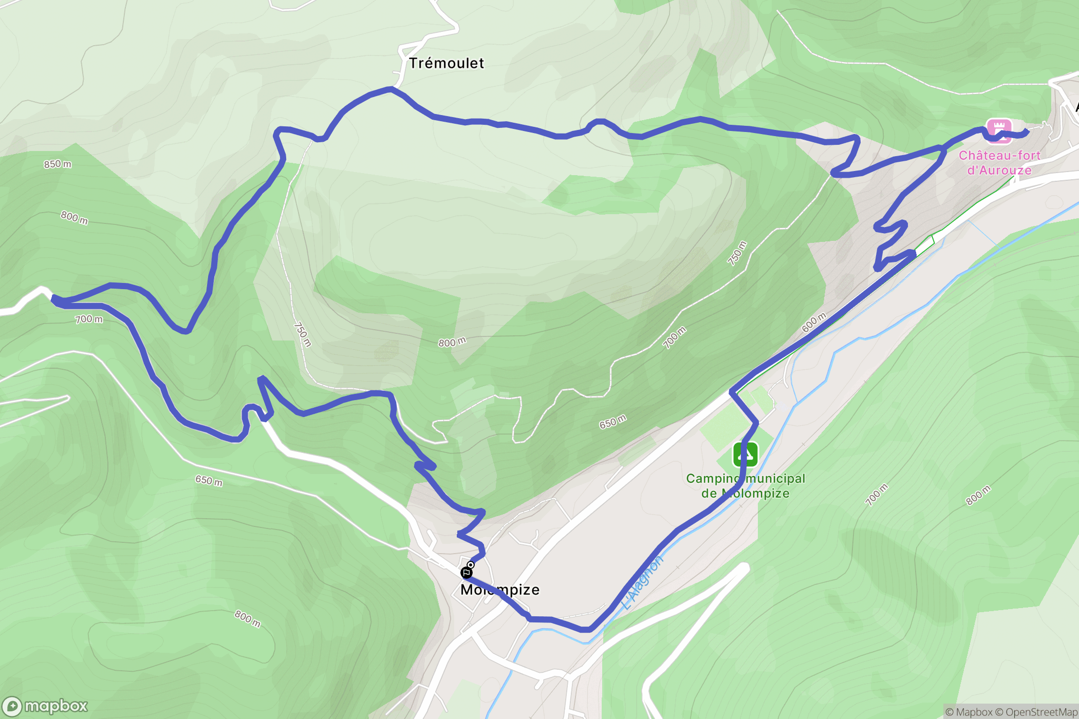 Molompize : carte du parcours de randonnée - France