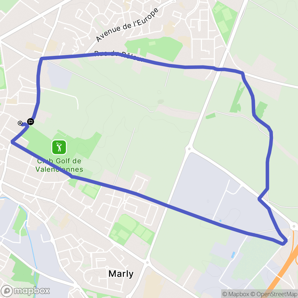 Valenciennes : carte du parcours de randonnée - France