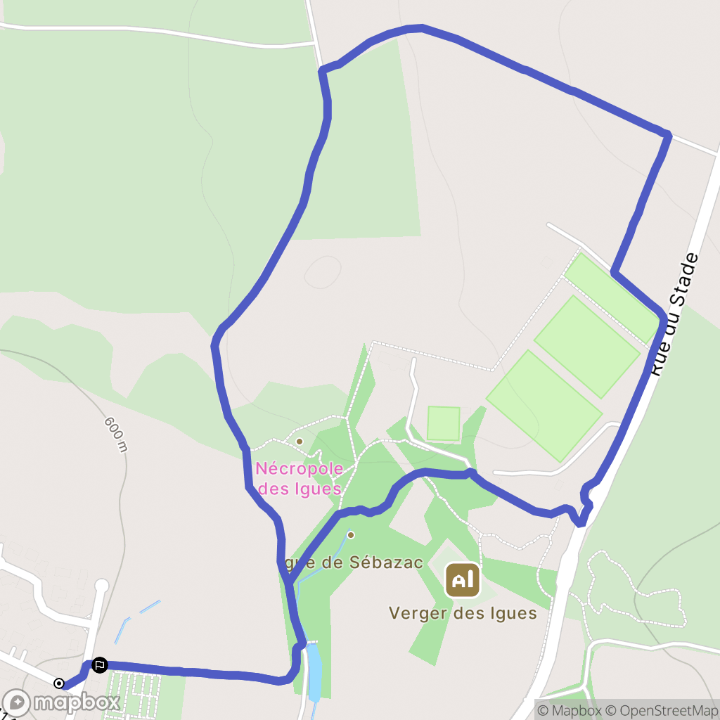 Sébazac-Concourès : carte du parcours de randonnée - France