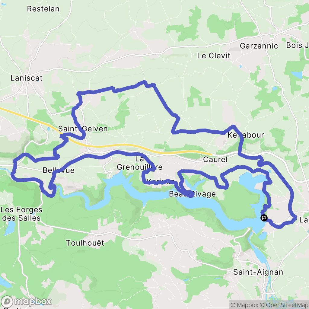 Guerlédan : carte du parcours de randonnée - France