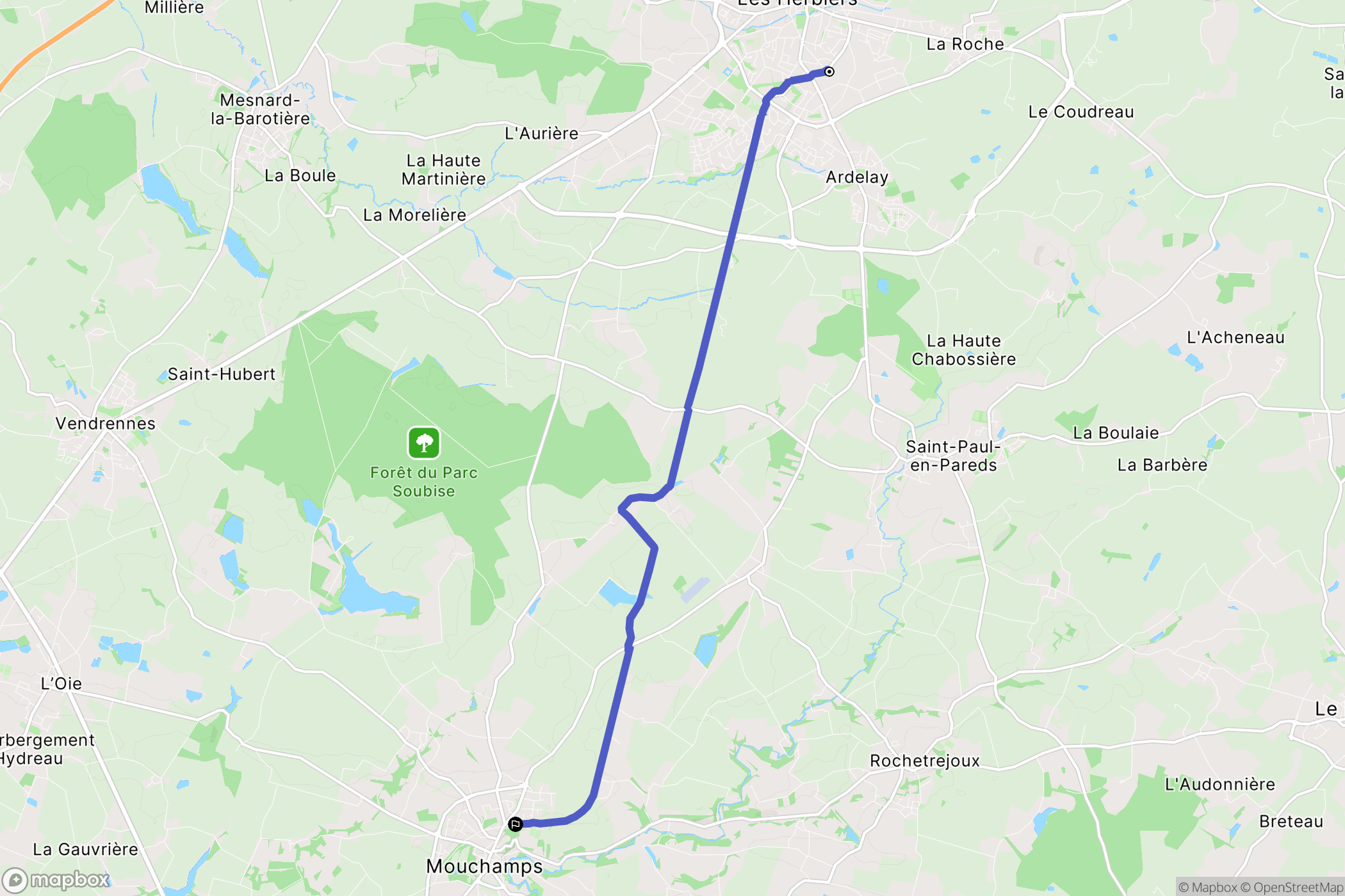 Les Herbiers : carte du parcours de randonnée - France