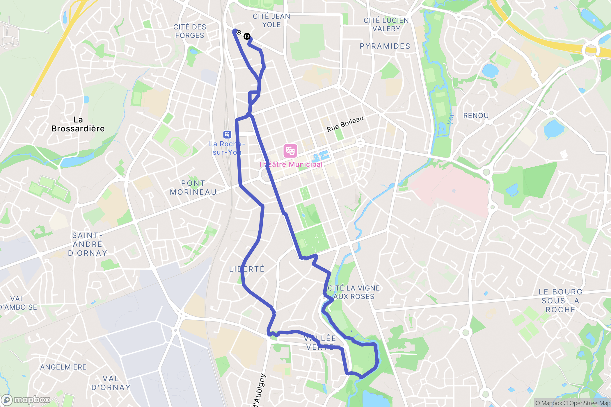 La Roche-sur-Yon : carte du parcours de randonnée - France