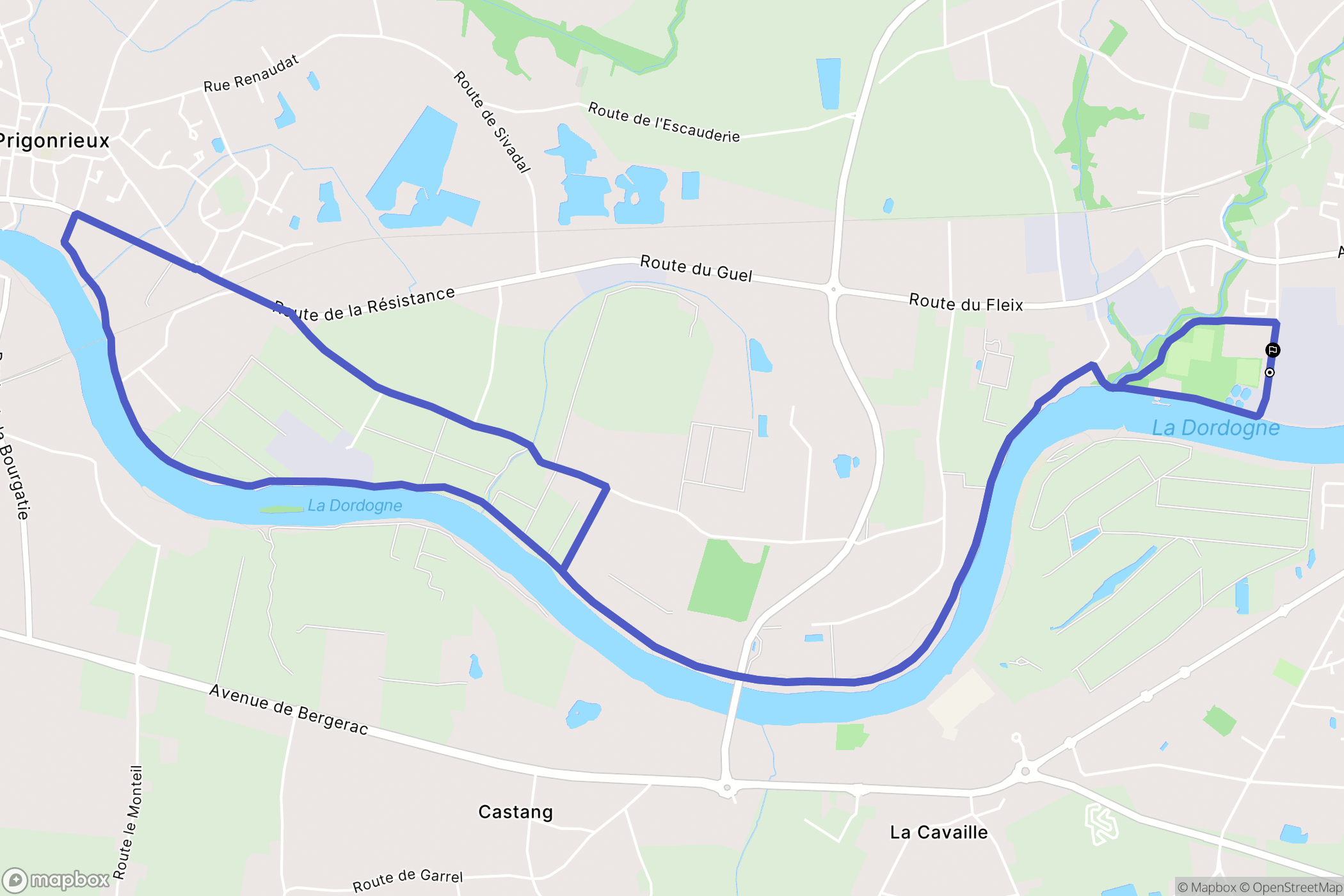 Bergerac : carte du parcours de randonnée - France