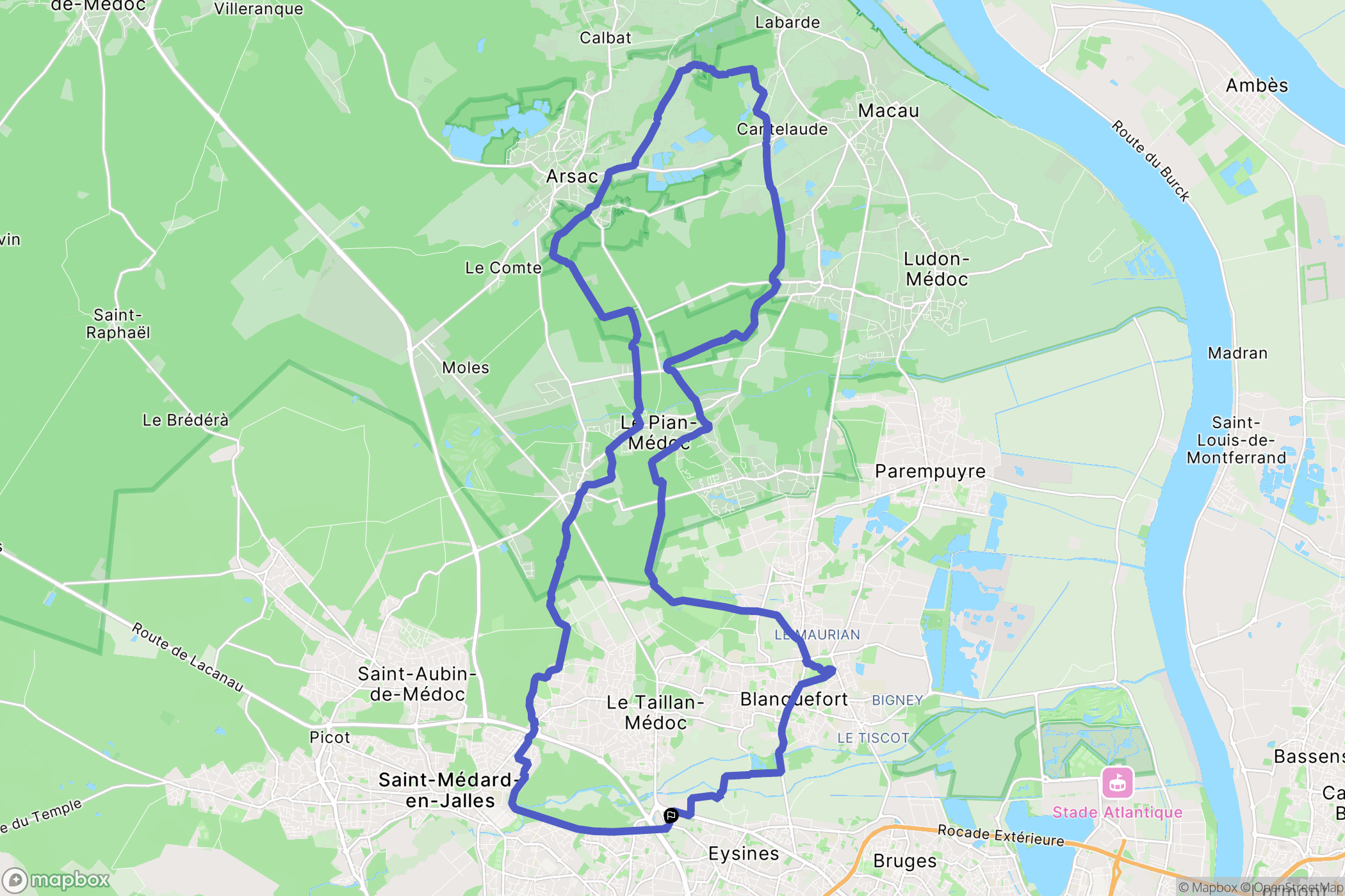 Eysines : carte du parcours de randonnée - France