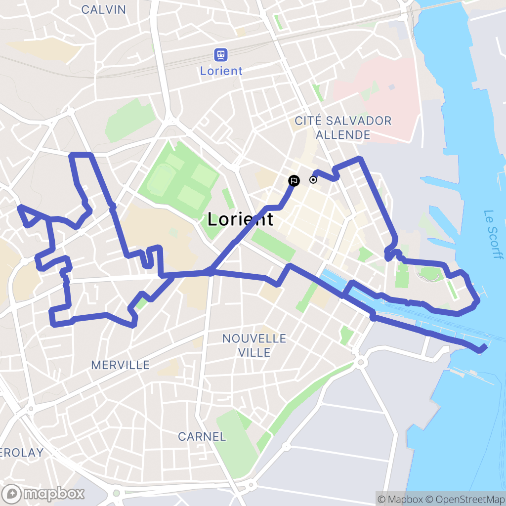Lorient : carte du parcours de randonnée - France