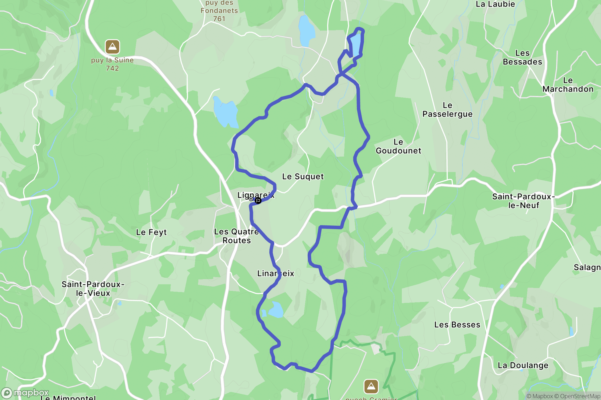 Lignareix : carte du parcours de randonnée - France