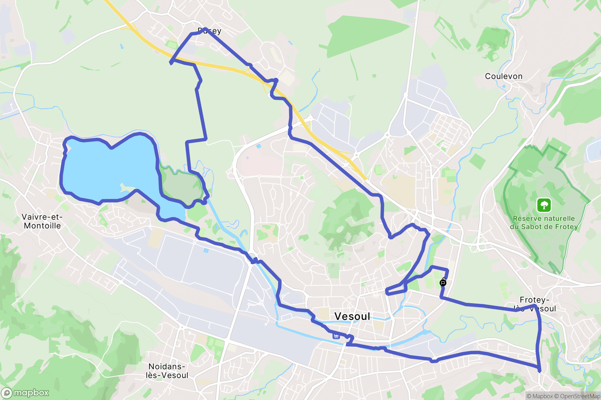 Vesoul : carte du parcours de randonnée - France
