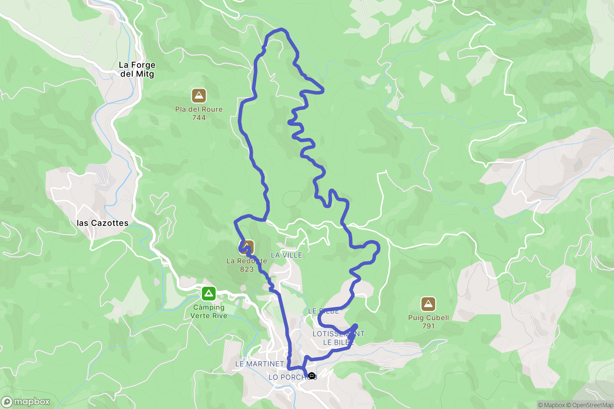 Saint-Laurent-de-Cerdans : carte du parcours de randonnée - France