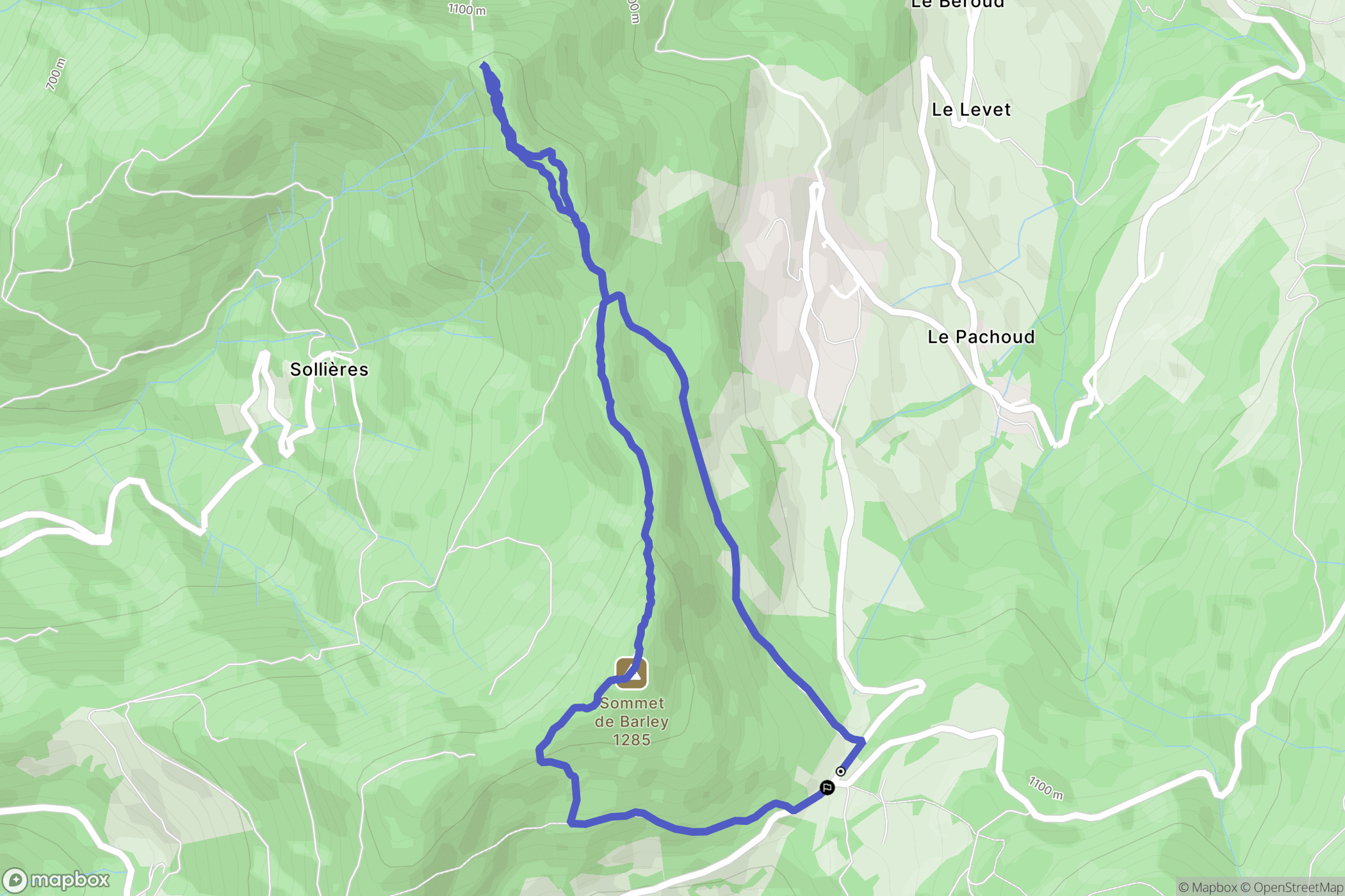 Theys : carte du parcours de randonnée - France