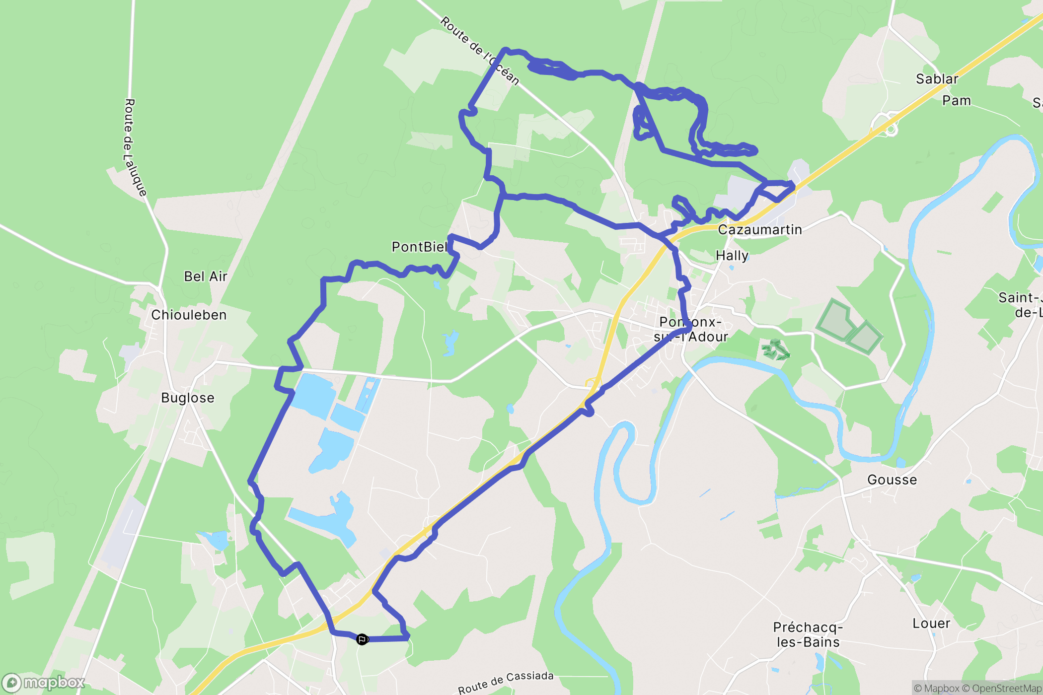 Téthieu : carte du parcours de randonnée - France