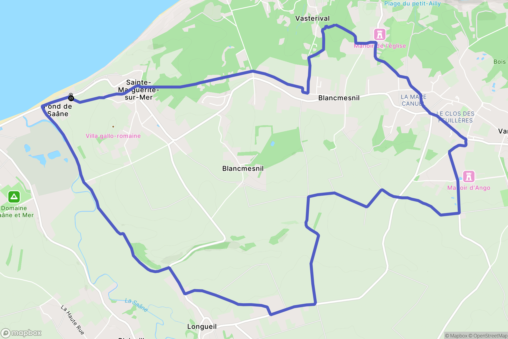 Sainte-Marguerite-sur-Mer : carte du parcours de randonnée - France