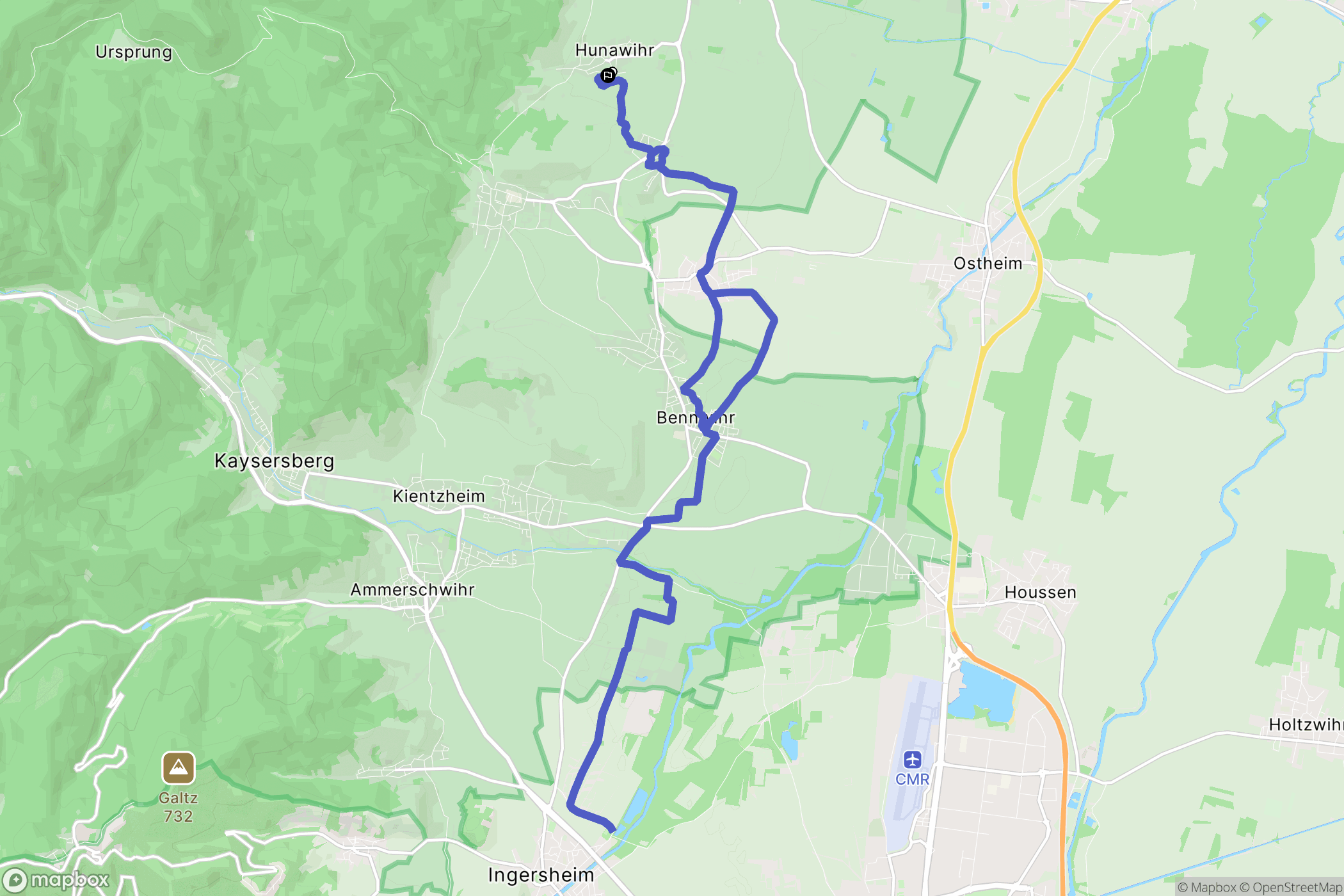 Hunawihr : carte du parcours de randonnée - France
